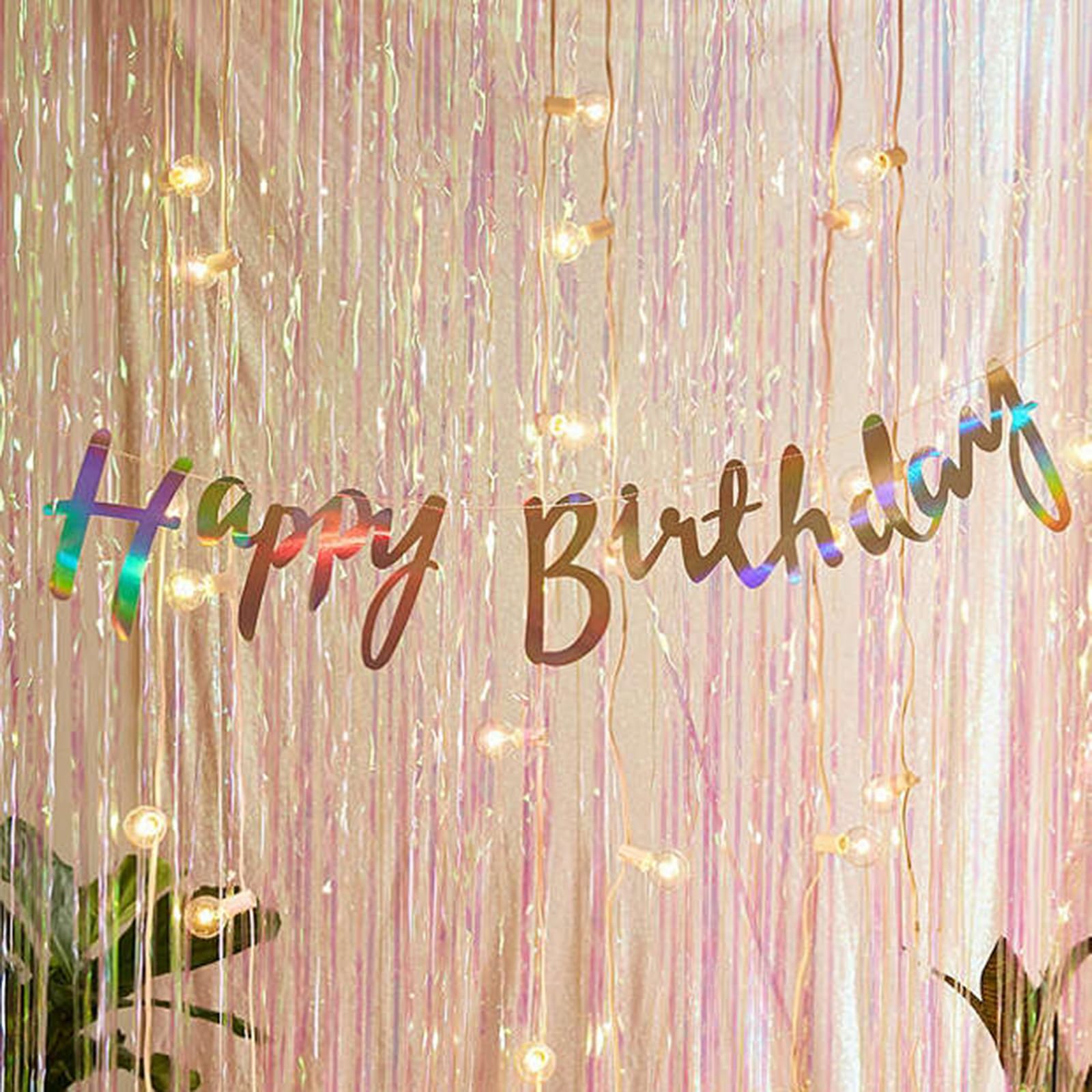 Tende Frangia Luccicante Per Feste - 2 Pezzi 92x245cm - Rosa E Azzurro Per Compleanni E Matrimoni - Foto 7