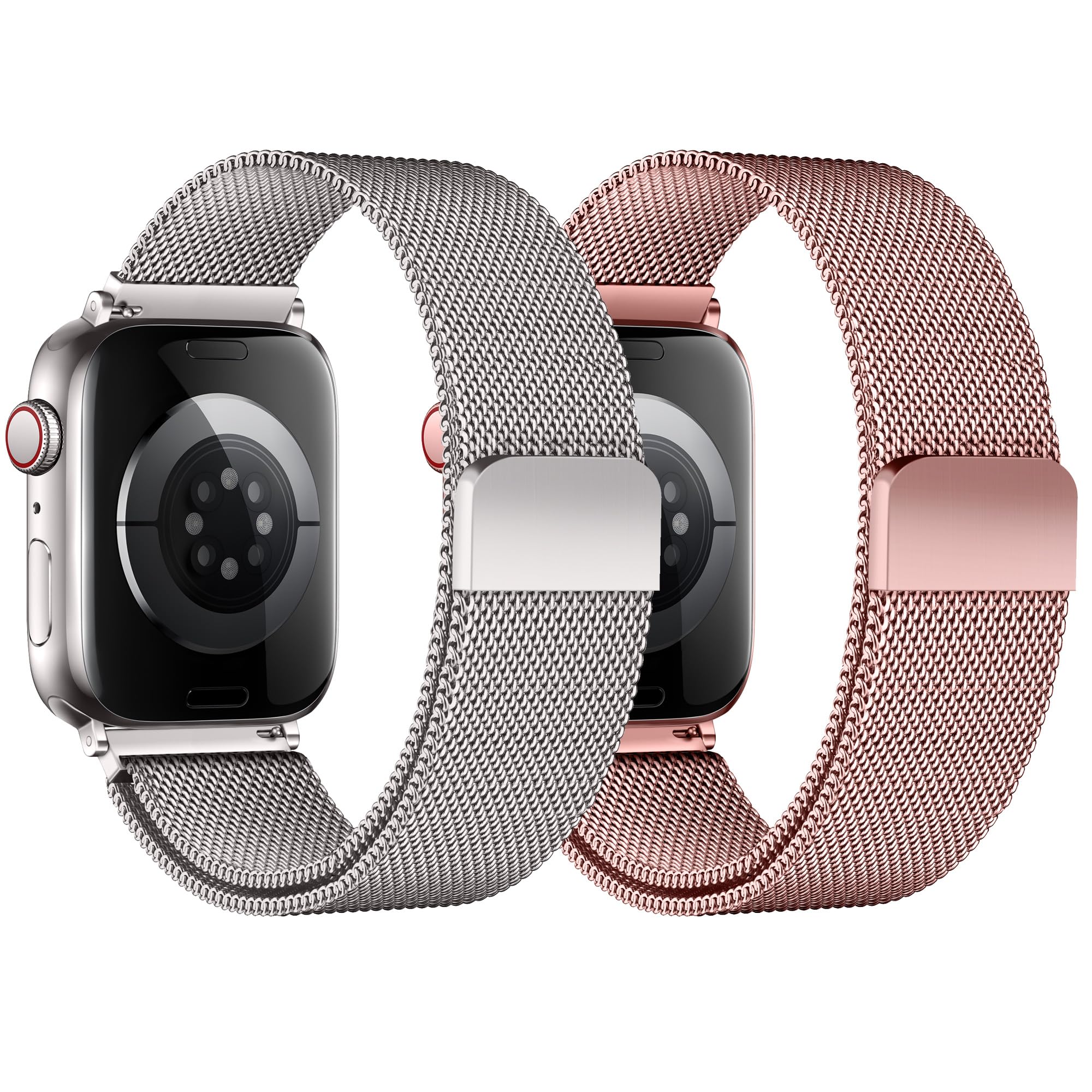 Stainless Steel Milanese Loop Compatible with Apple Watch Bands 49mm 46mm 45mm 44mm 42mm 38/40/41mm Men Women；Mesh Loop Magnetic Clasp Strap for