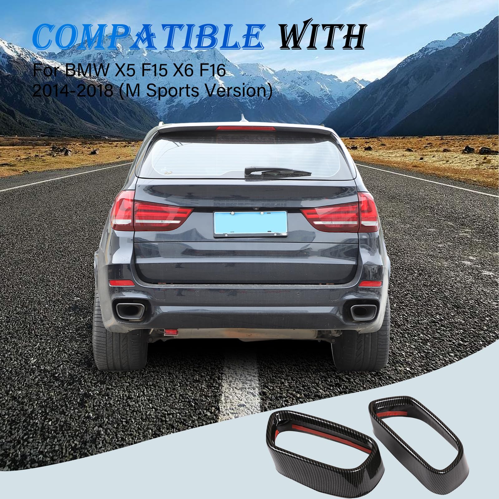 Für X5 F15 2014–2018 X6 F16 2015–2019 Edelstahl-Schalldämpfer-Auspuffrohr-Mund-Schwanz-Abdeckung Trimm Schwarz (Carbonfaser (M Sport Version))