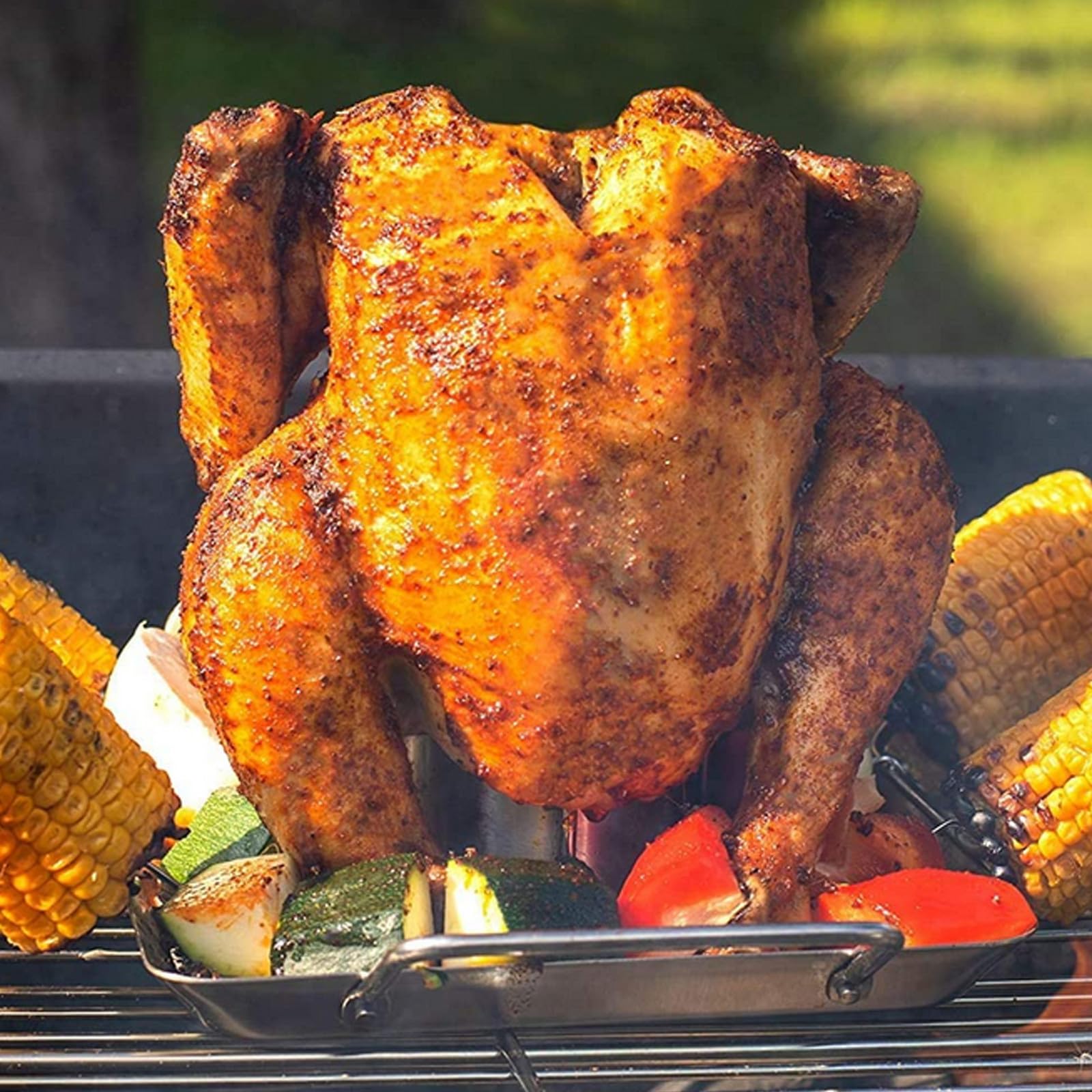 INOOMP Vassoio per Pollo da Barbecue, Acciaio Inox, Smontabile