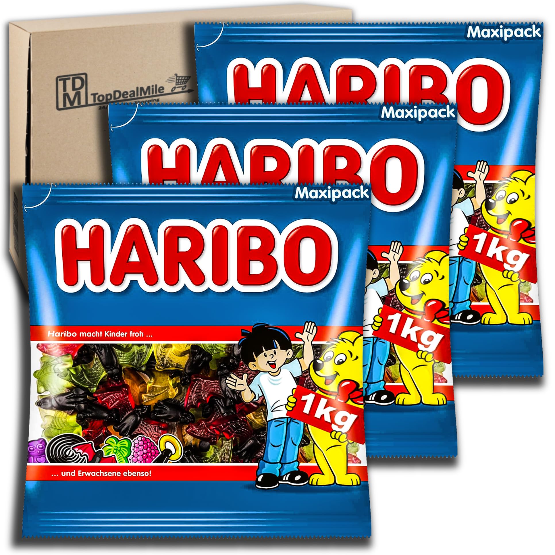 TopDealMile-Vorratspack für Haribo XXL Vampire 3 x 1kg Fruchtgummi mit Lakritz in Fledermaus-Form
