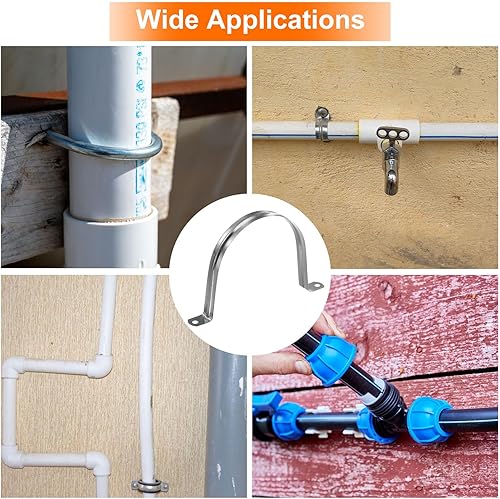 Miniatura 6 de HARFINGTON 30 abrazaderas de conducto de 4 516 pulgadas y 4.331 in, abrazadera de tubo M110 U, correa de tubo rígida de acero inoxidable, soporte en