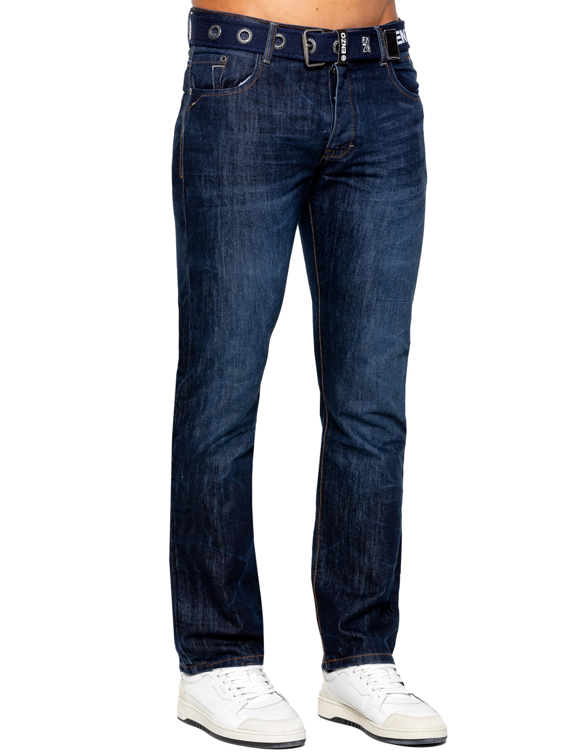 989Zé ENZO Regular Fit Pant Jeans Pantalones Vaqueros con Cinturon para Hombre