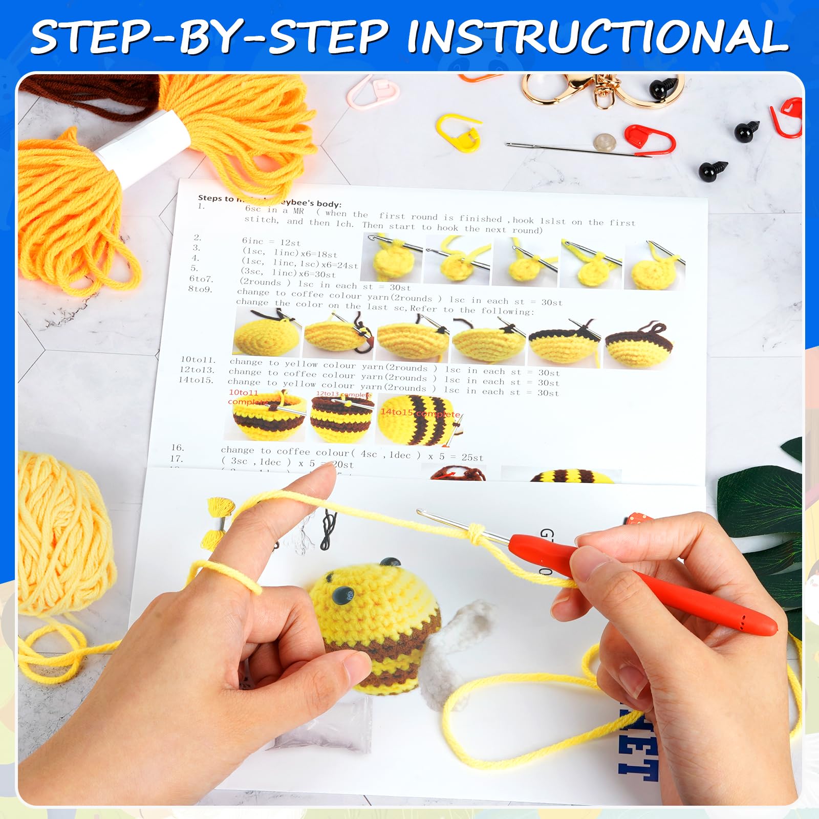 Kit Uncinetto Per Principianti HLILIPEN – Sei Simpatici Animali Con Accessori Inclusi, Regalo Creativo Per Tutti - 3
