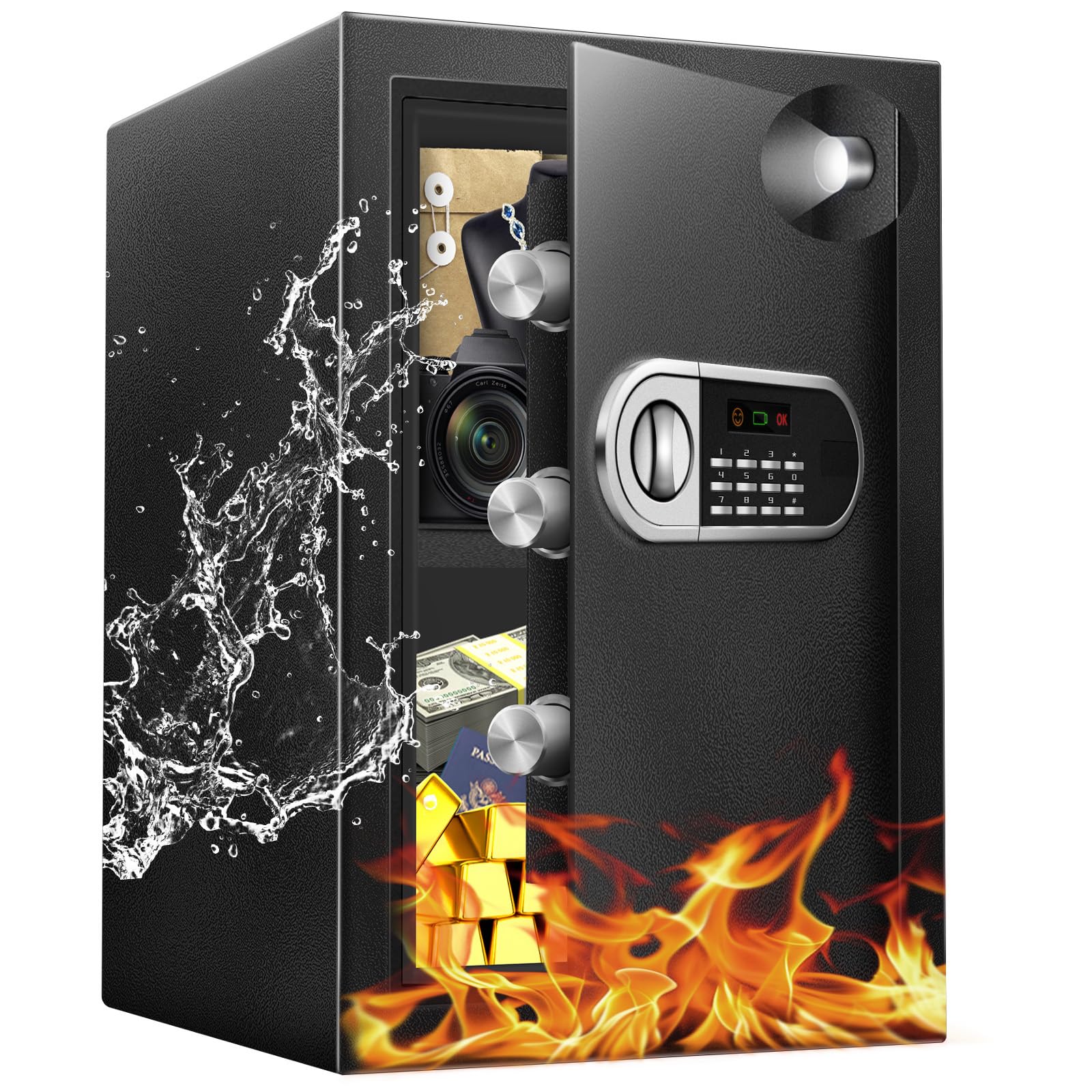 YAYAG 2 5 Cuft Safe Box Fireproof Waterproof Safety Home Safe with Emergency Type-C External Interface Electronic Digital