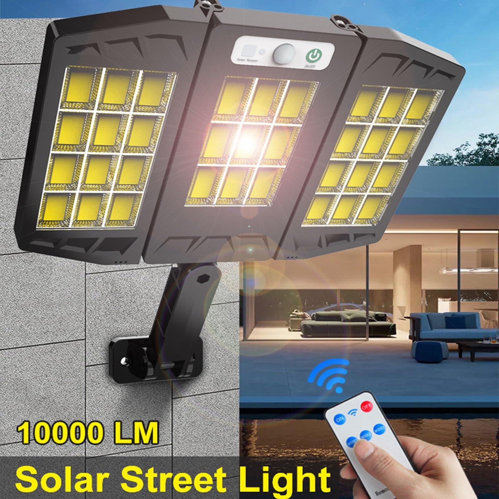 Lampy Solarne ZewnęTrzne, 10000 lm LED Solar światła parkingowe lampa słoneczna zasilany światłem słonecznym wodoodporny czujnik ruchu PIR oświetlenie uliczne do dekoracji ogrodu Bardzo Szeroki KąT śW
