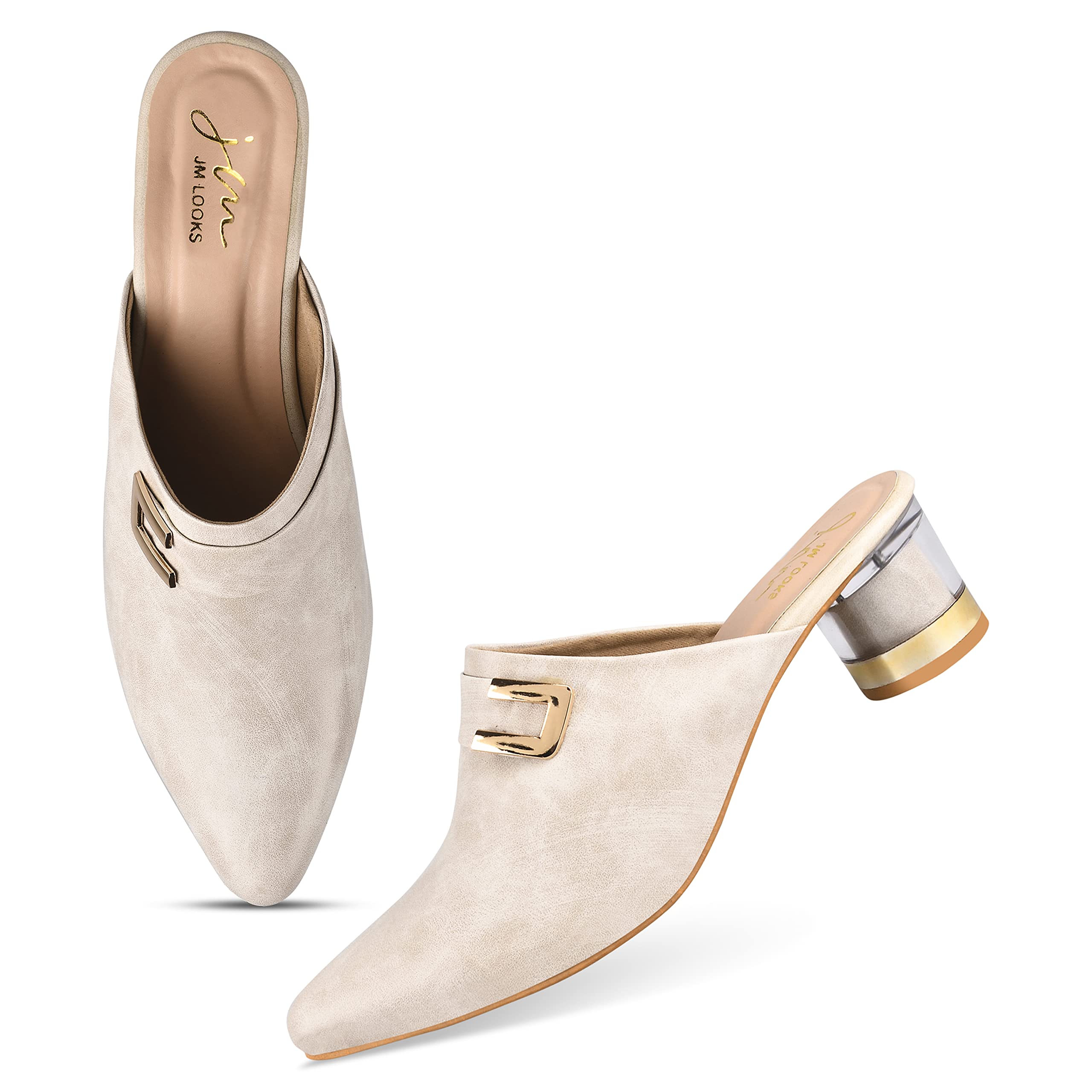 JM LOOKS Cream Bellies Style Fancy Trending and Comfort Block Heel Sandal Mule Bellies Sandal for Womens and Girls (B0BRL3LJ2P) Amazon Price History, Amazon Price Tracker