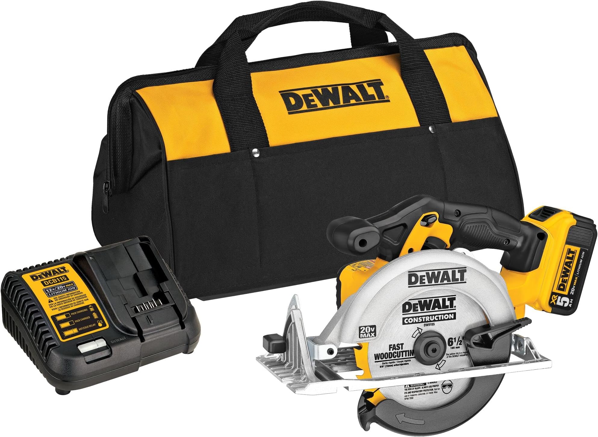 DEWALT 20V MAX 61/2Inch Circular Saw Kit, with 5.0Ah