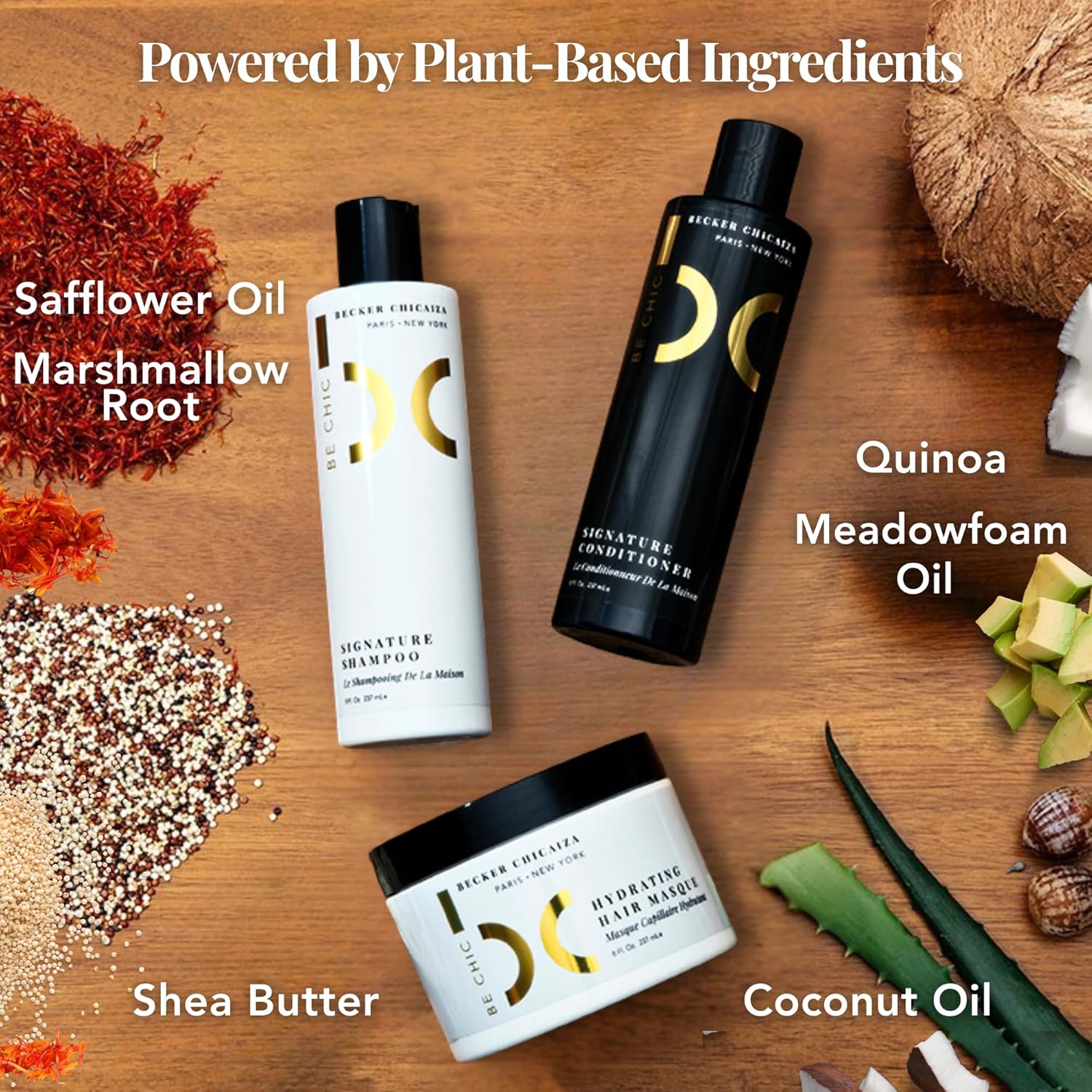 Bundle: Signature Shampoo + Signature Conditioner + Hydrating Hair Masque – 8 oz Bottle of Each – Plant-Based, Plant-Based, Color-Safe Hair Care Set