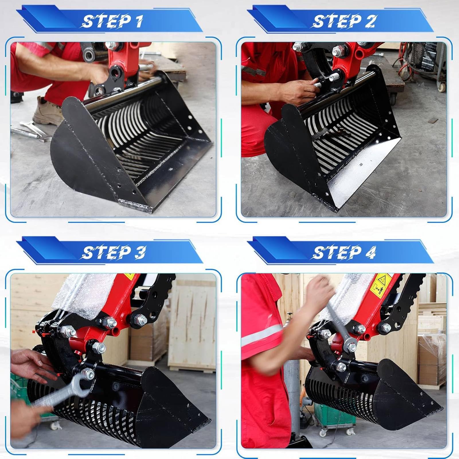 Accessorio per benna setacciatrice 23,6, benna scheletrica vagliante 600mm per miniescavatori benna setacciatrice per terreno per filtraggio di sabbia roccia materiali smistamento