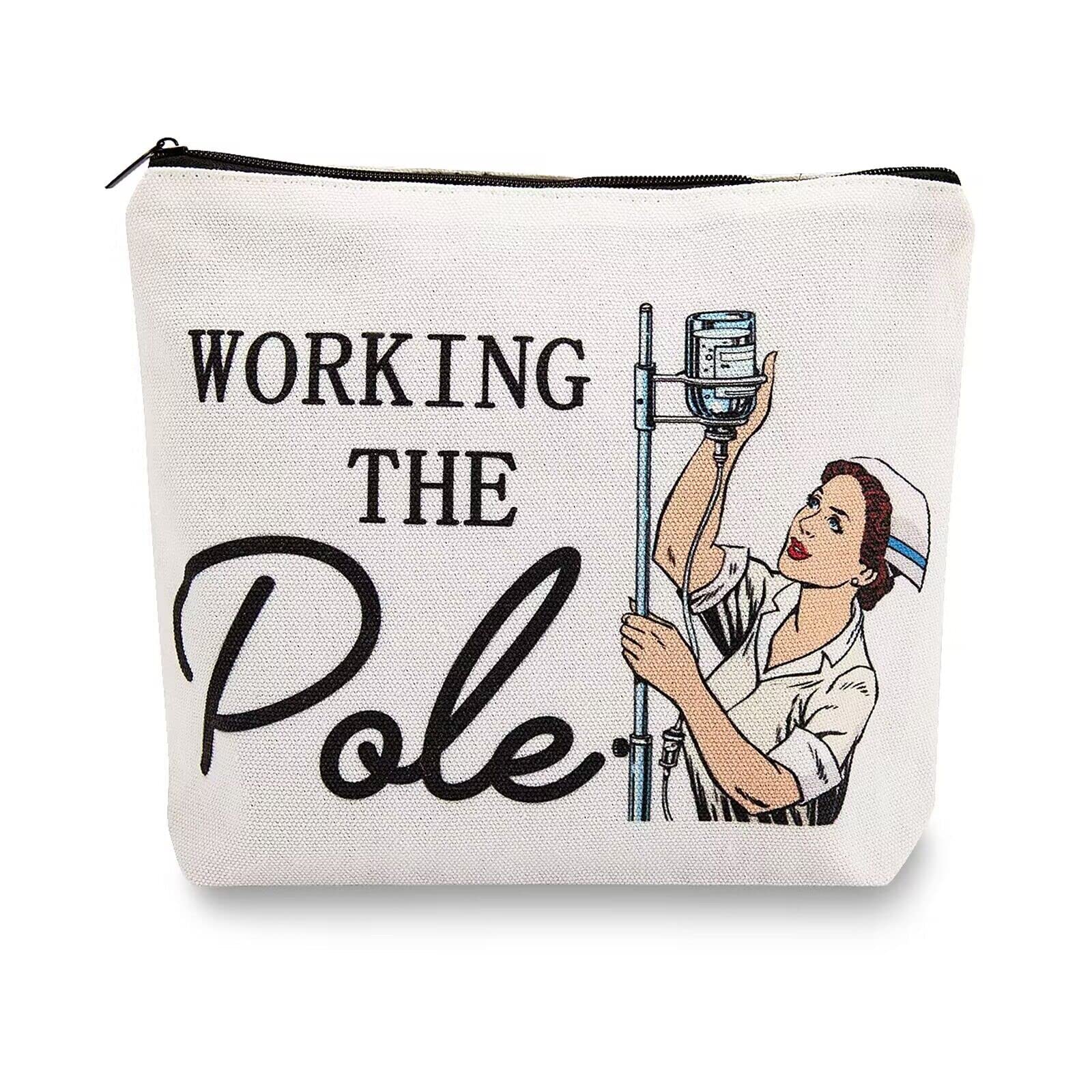 welezhu 2025 Nurses Week Gifts for Women Nurse Gifts for ER RN ICU Nurse's Birthday,Working The Pole Nurse Makeup Bag,Nurse accessories for work,Nurse appreciation gifts Nurses day gifts