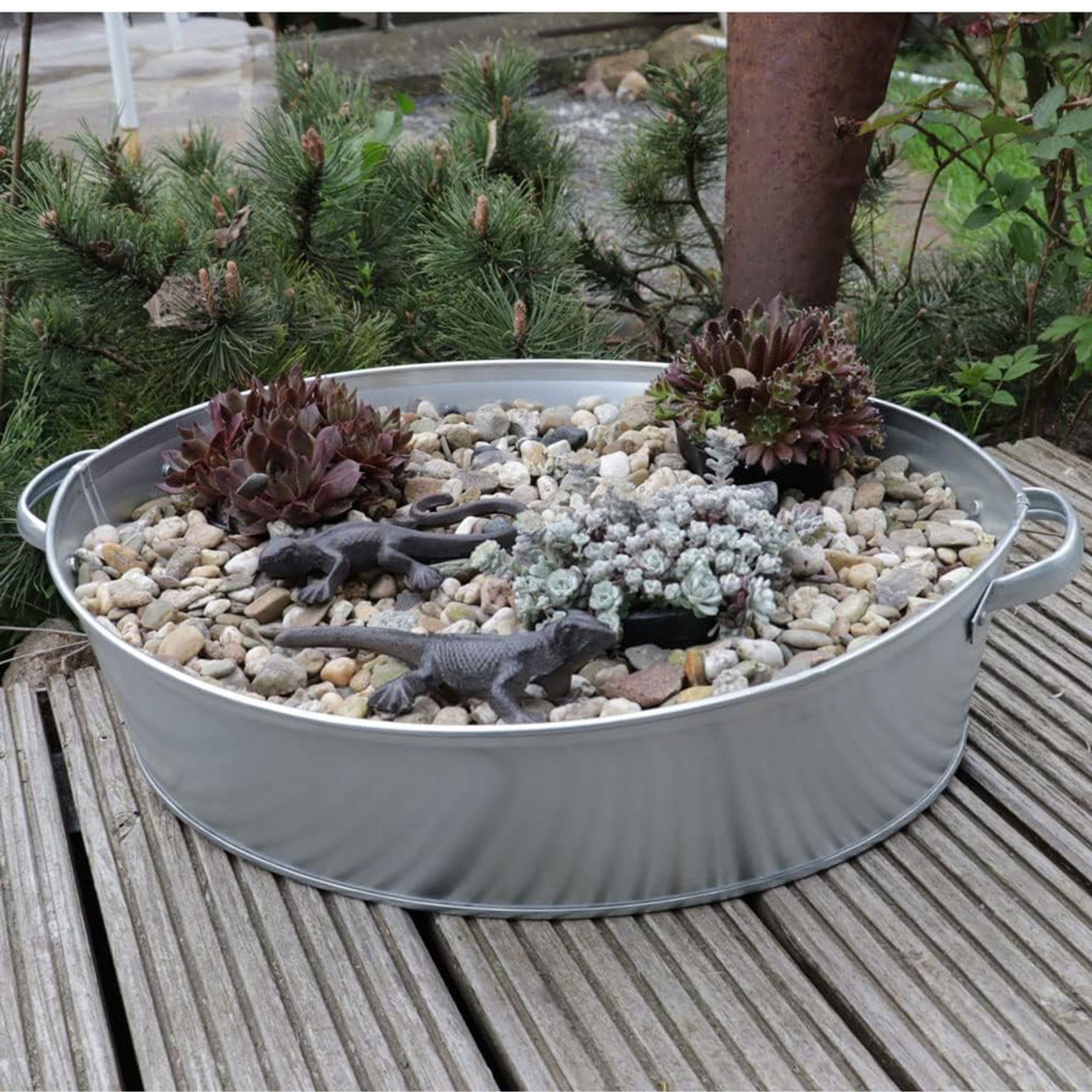 Storm's Gartenzaubereien Zinkwanne wasserdicht oval - 20 Liter für den Garten als Miniteich oder zum Bepflanzen