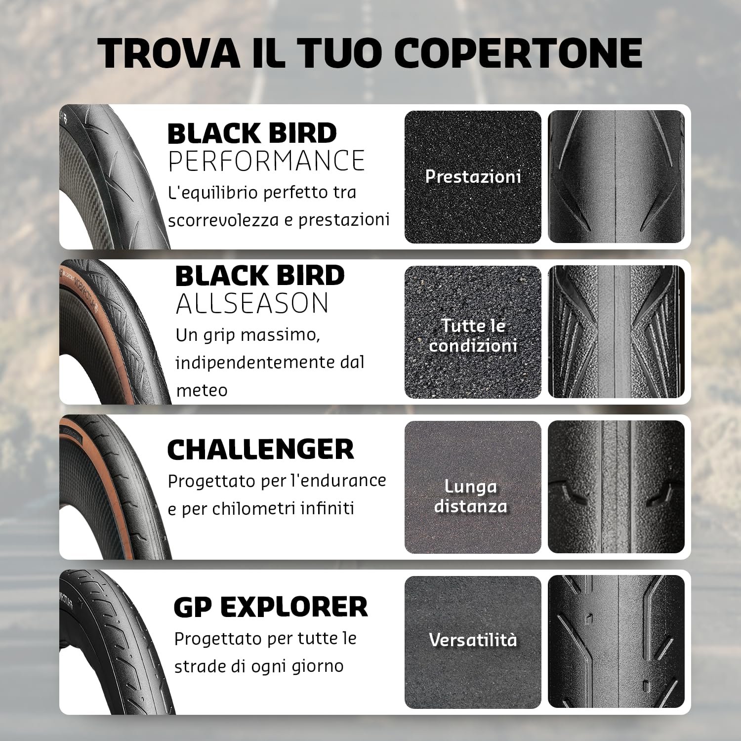 HUTCHINSON Pneumatico per bicicletta da strada BLACKBIRD