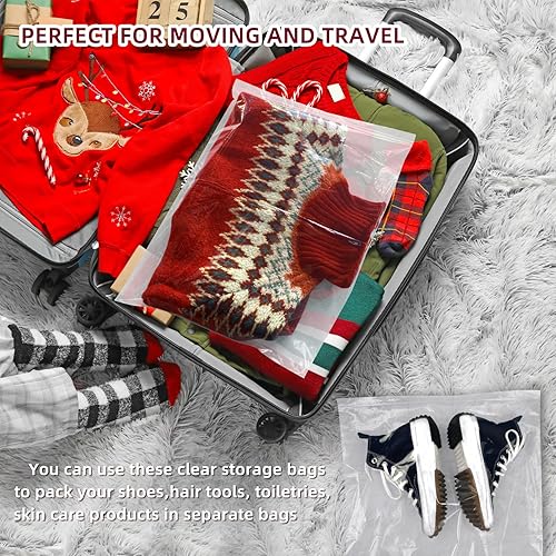 Miniatura 6 de Bolsas de almacenamiento grandes de plástico con cremallera de 5 galones, 18 x 24 pulgadas, bolsas de almacenamiento transparentes con cierre de 12