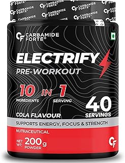 Carbamide Forte Pre Workout For Men & Women | Pre Workout Supplement For Men & Women For Energy, Focus & Strength | Pre-Workout Supplements For Gym | Cola Flavor - 200g