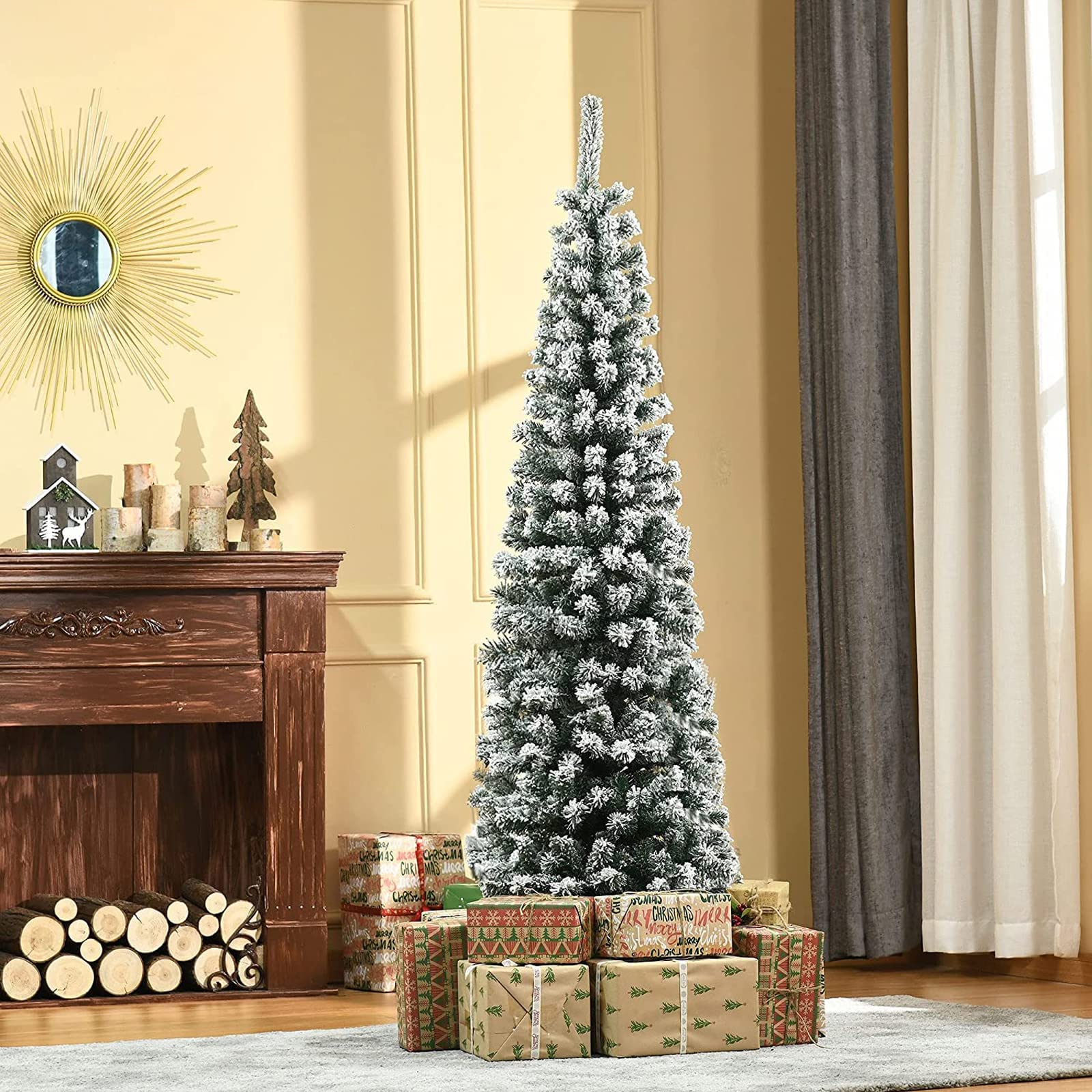 Amazon.co.jp: フロック加工の雪ペンシルクリスマスツリー