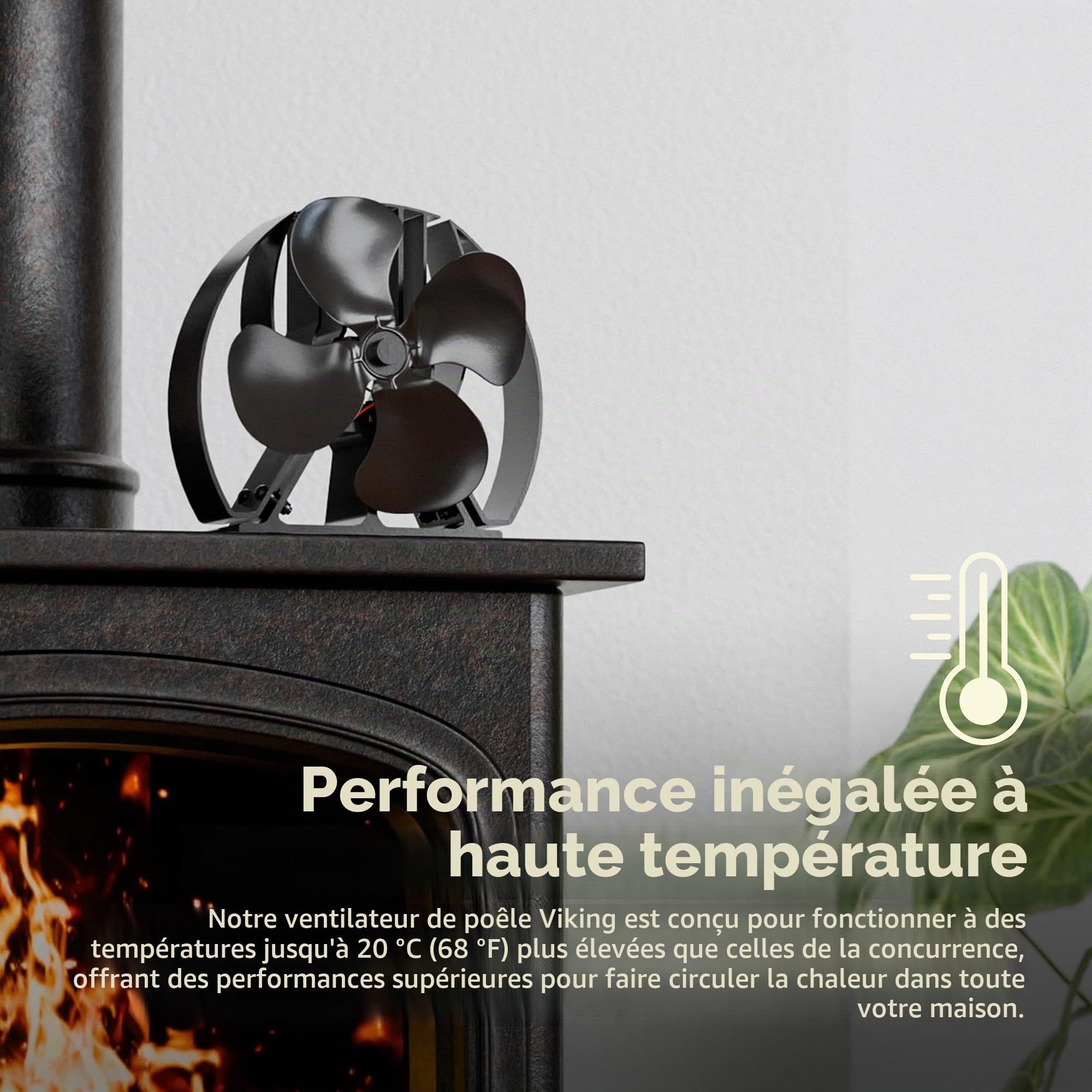 Forest Master, Ventilateur de poêle avancé Viking – Conception puissante à 4 pales pour une circulation de chaleur respectueuse de l'environnement dans les poêles à bois et les cheminées