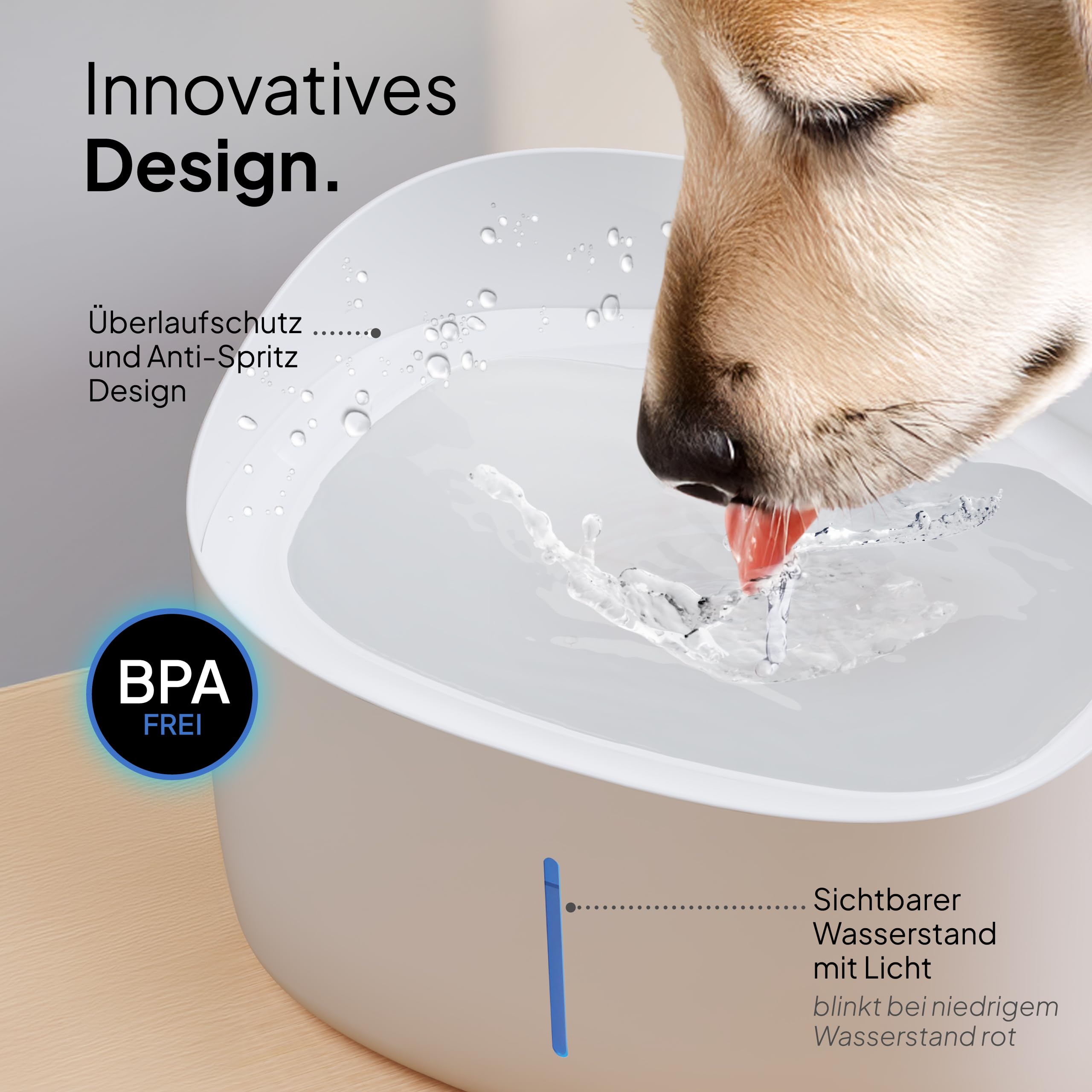 Pretty Paw Trinkbrunnen für Hunde mit 7L Wassertank - Super leiser Hunde Trinkbrunnen - BPA-freier Hundebrunnen mit Filter & LED - Leicht zu reinigender Dog Wasserspender