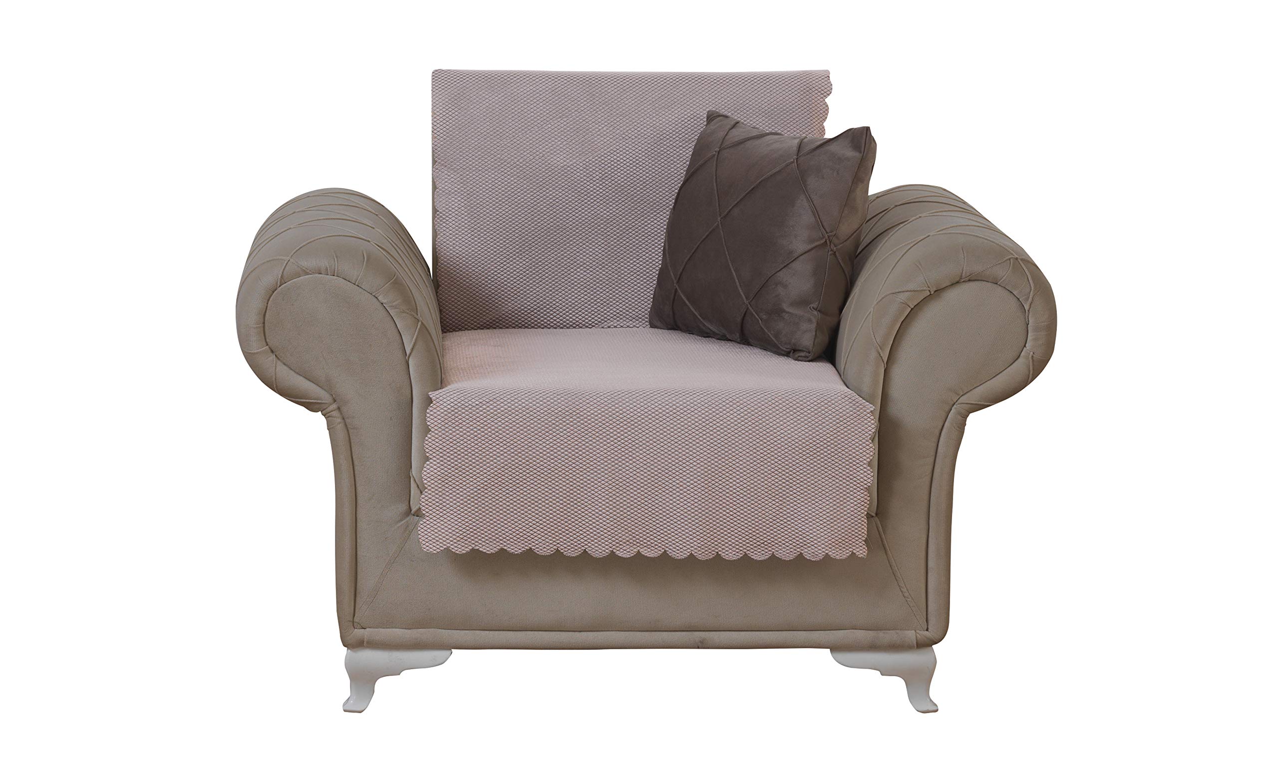 Chiara Rose (Chair, Camel) - Anti-slip Armless Sofa Shield Futon Couch Pet Cover Furniture Protector Diamond Camel