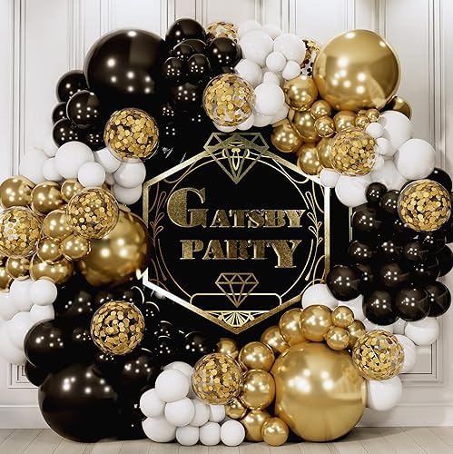 Miniatura 5 de 4 tamaños  Kit de guirnalda de globos de oro blanco y negro y blanco para Año Nuevo graduación o cumpleaños globos pequeños y grandes en blanco y