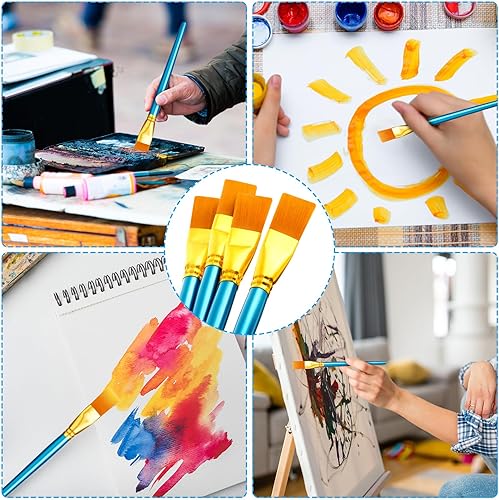 Miniatura 4 de Thenshop 80 pinceles de pintura plana de 1 pulgada para acuarela, pincel de pintura acrílica grande, de nailon sintético, pinceles de pintura al