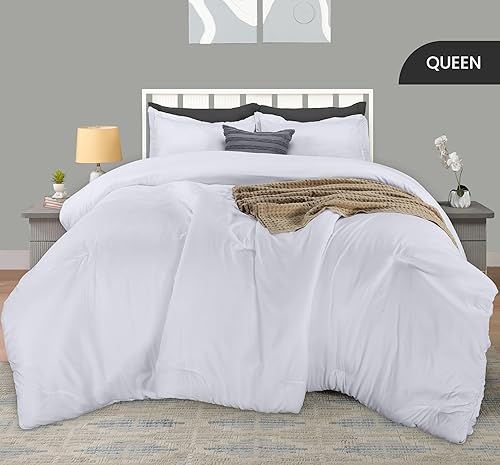 Miniatura 2 de Utopia Bedding - Juego de edredón de 3 piezas Queenmatrimonial blanco con 2 fundas de almohada - Edredones de plumón alternativos para cama Queen -