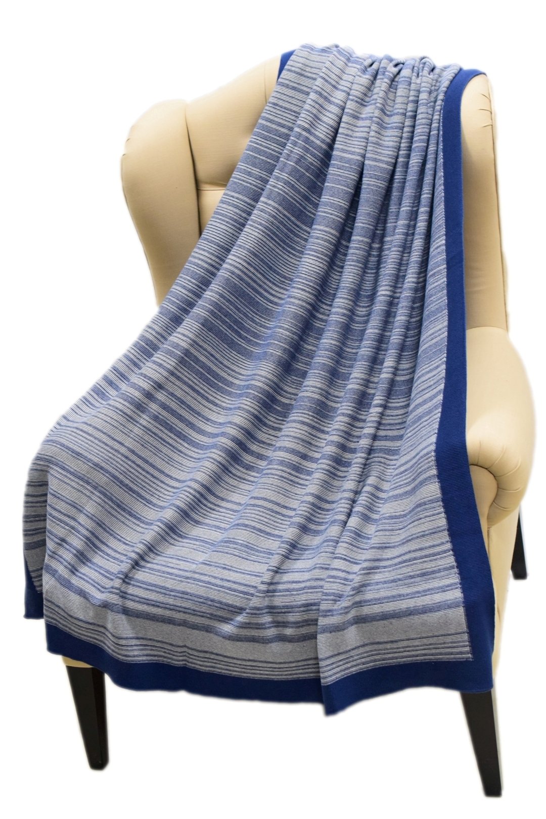 Norry Design100% Cotton Knit Throw Blanket- Throws and Blankets Sofa Couch Blanket–50”X60” Indoor–Outdoor Throw Blanket 11x13x3 Indigo-Natural