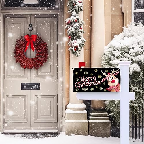 Miniatura 6 de Funda para buzón de reno de Navidad de 25.5 x 21 pulgadas, fundas para buzón de Navidad con diseño de reno de Navidad, Navidad, magnéticas,