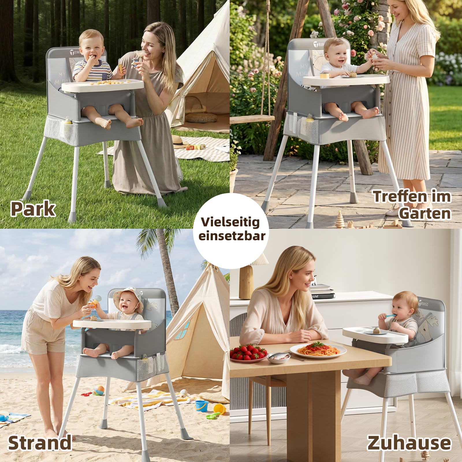 Baby Hochstuhl Leicht & Klapphochstuhl – Tragbarer Kinderstuhl/Reisehochstuhl mit Sicherheitsgurt und Aufbewahrungstasche, Einfach zu Reinigen, für Reise & Zuhause
