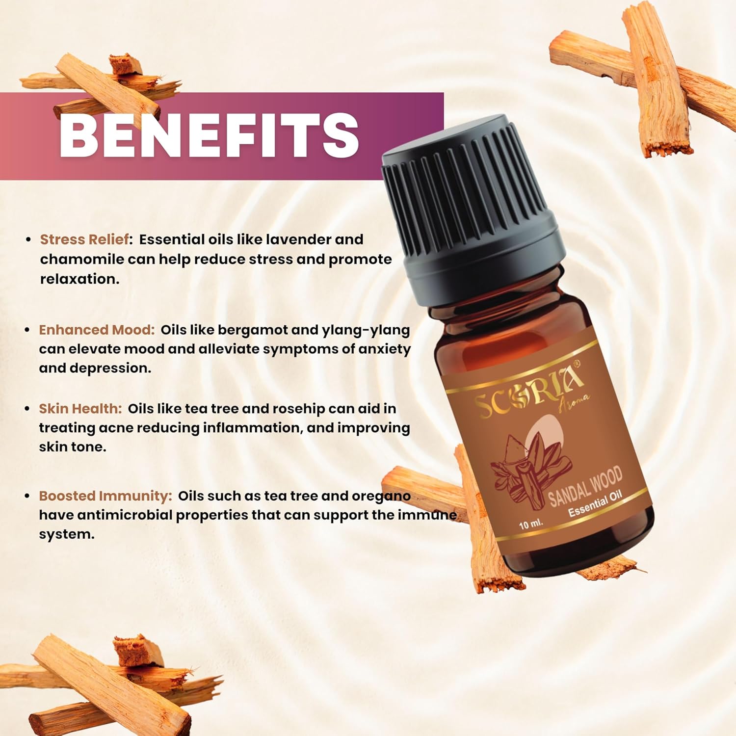 SCORIA Aroma Essential Oil Pack of 1 (10ML) (10 Ml, Sandalwood) SCORIA Aroma Essential Oil Pack of 1 (10ML) (10 Ml, Sandalwood)