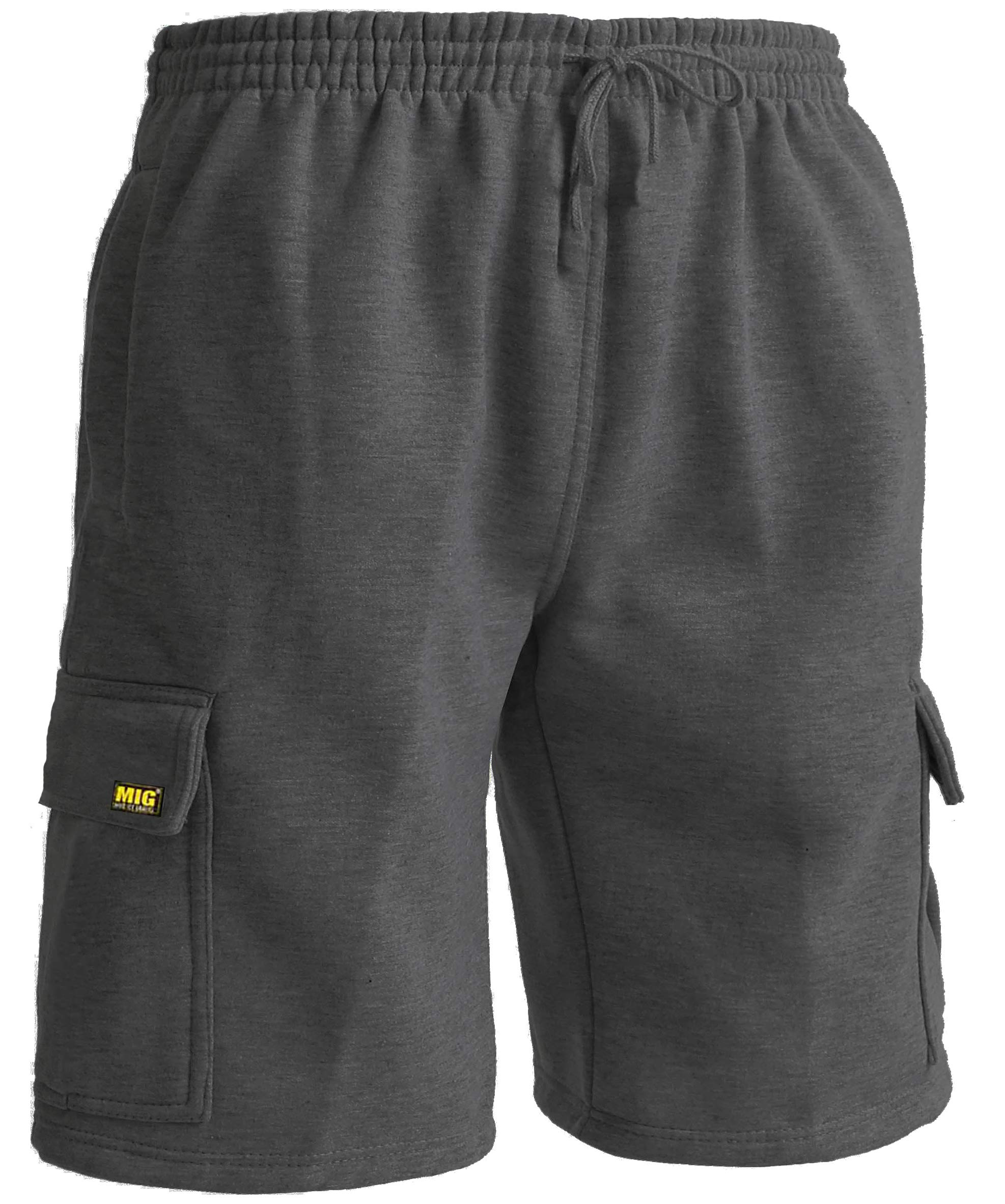 MIG - Mud Ice Gravel Mens Cargo Jogging Tracksuit Shorts Sports Work Casual Leisure (Charcoal, Small - 28" to 32" Waist)