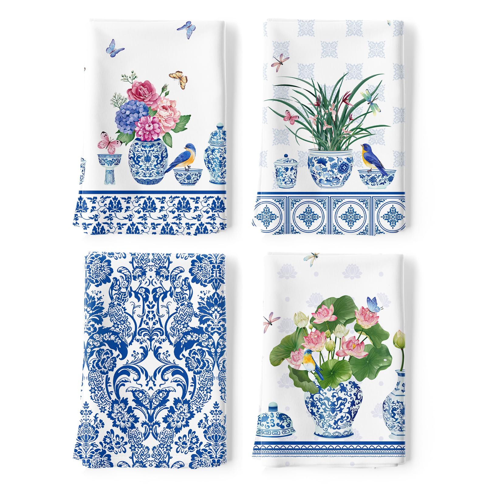 Asciugamano Da Cucina Coquette – Stile Western Con Fiocco Rosa, Fiori Blu E Stivali, 40x61 Cm