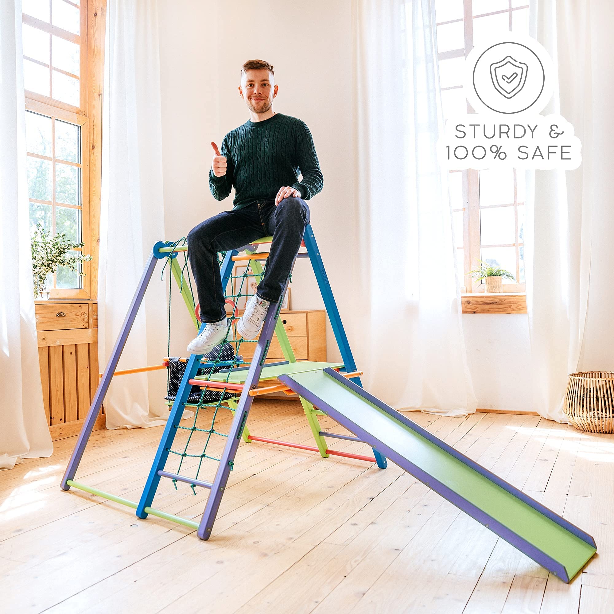 EZPlay Panda Indoor Jungle Gym, Sturdy Toddler Playset, Foldable Play