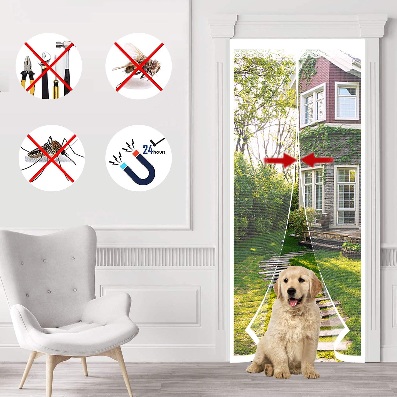 Moustiquaire Fenêtre Sur Mesure Amovible Moustiquaire Porte Coulissante 240 X 210 Cm Rideau Anti Mouche Animaux Aimantés A Assembler