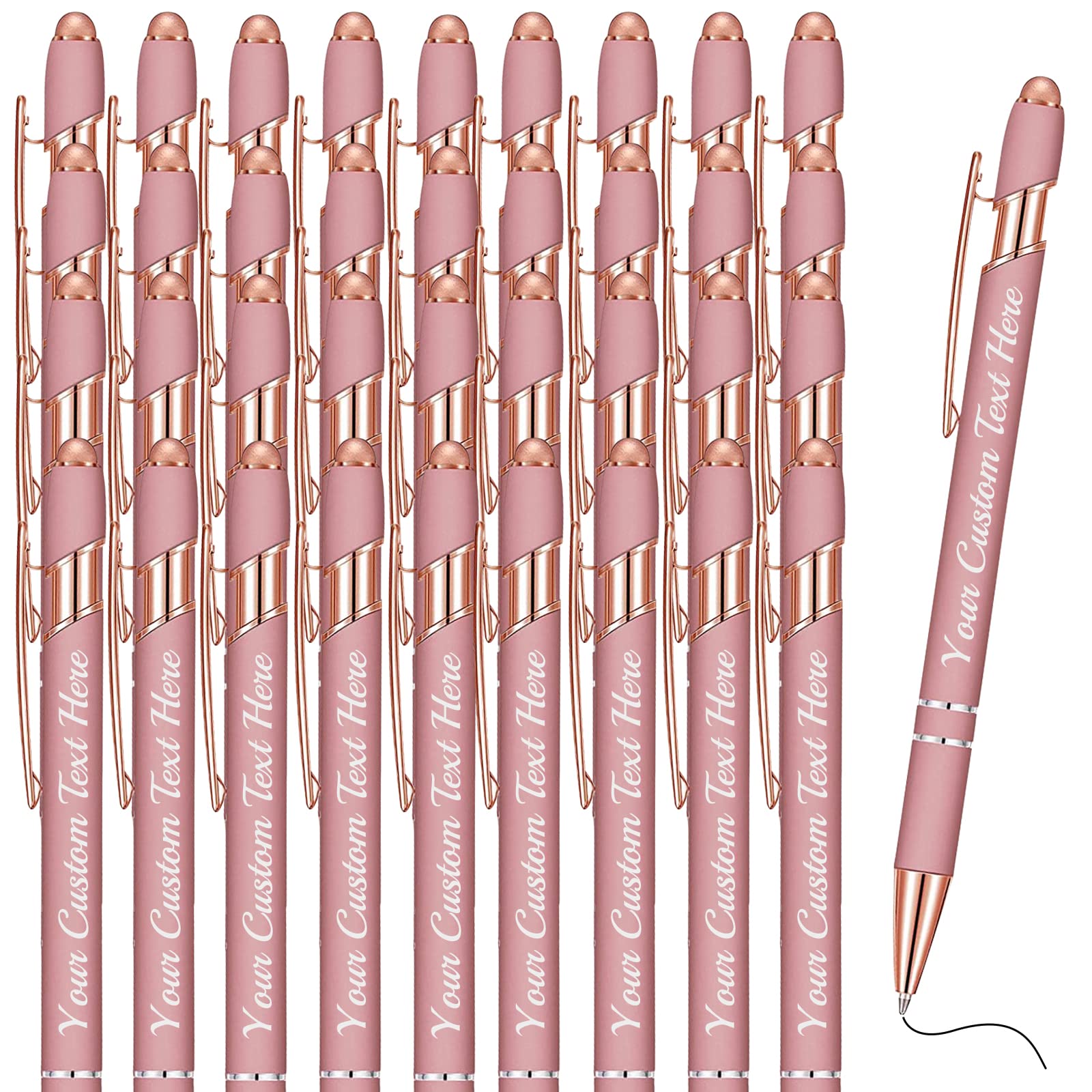 Up to 500 Pcs Personalized Pens Bulk Custom Customized Pen with Stylus Free Engraving Ballpoint Pens Set with