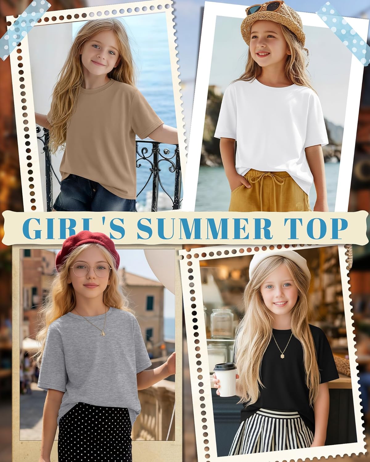 4 Pack Girls Half Sleeve Shirts Elbow Length Tops Loose Fit Kids Summer Casual Crewneck Basic Tshirts 5-14 Years - Image 2
