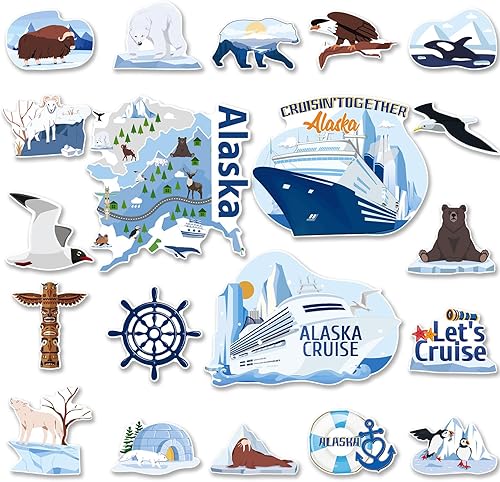 Decoraciones Magnéticas para Puerta de Crucero de Alaska - Wxiben 20 Piezas Imanes para Puerta con Temática de Alaska Animales Árticos Decoraciones
