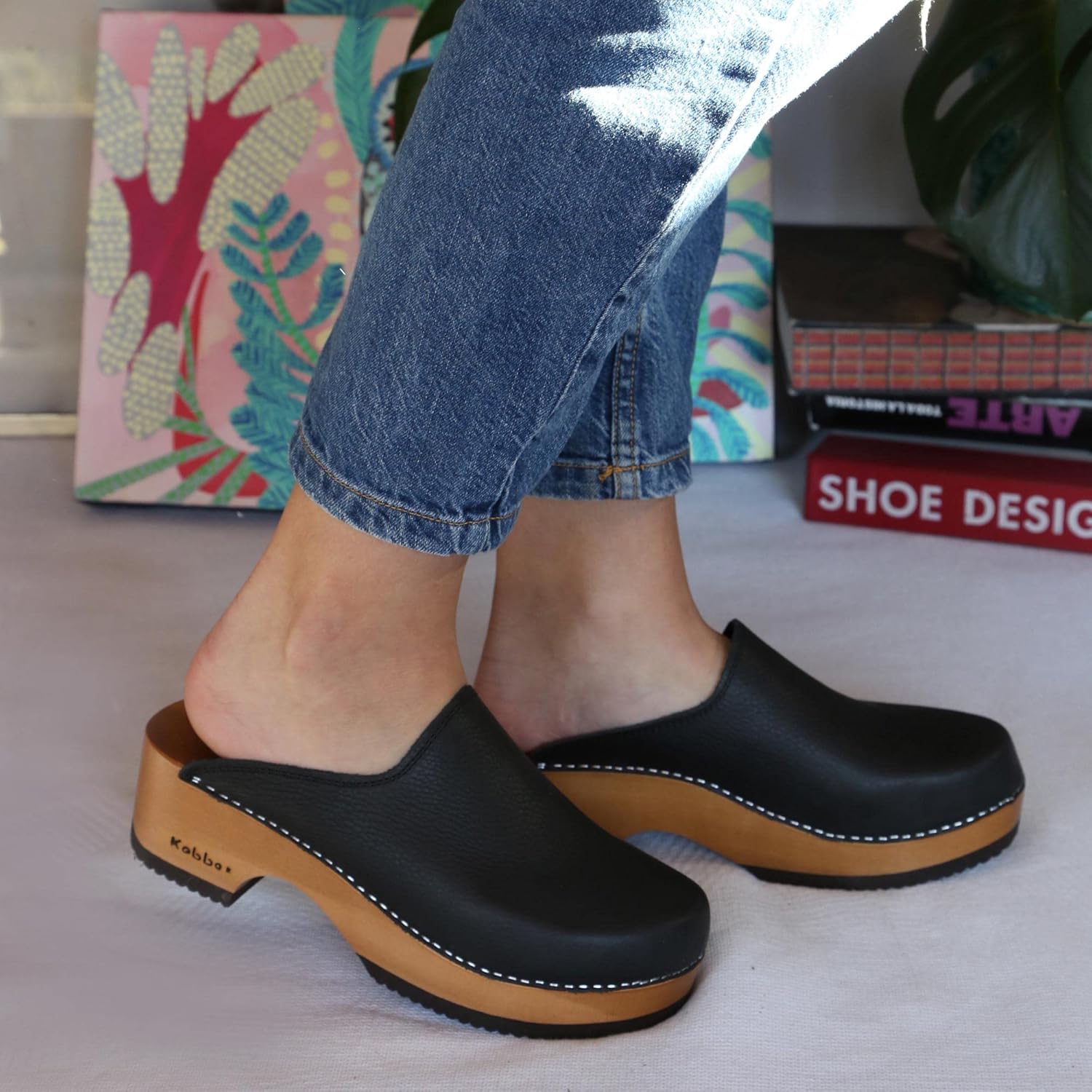 Kebba Edith - Handmade Wooden Clogs with Genuine Leather | Arch Support and Comfortable Fit | Chilean Tepa Platform and EVA Sole |Made in Villarrica, Chile - Image 2