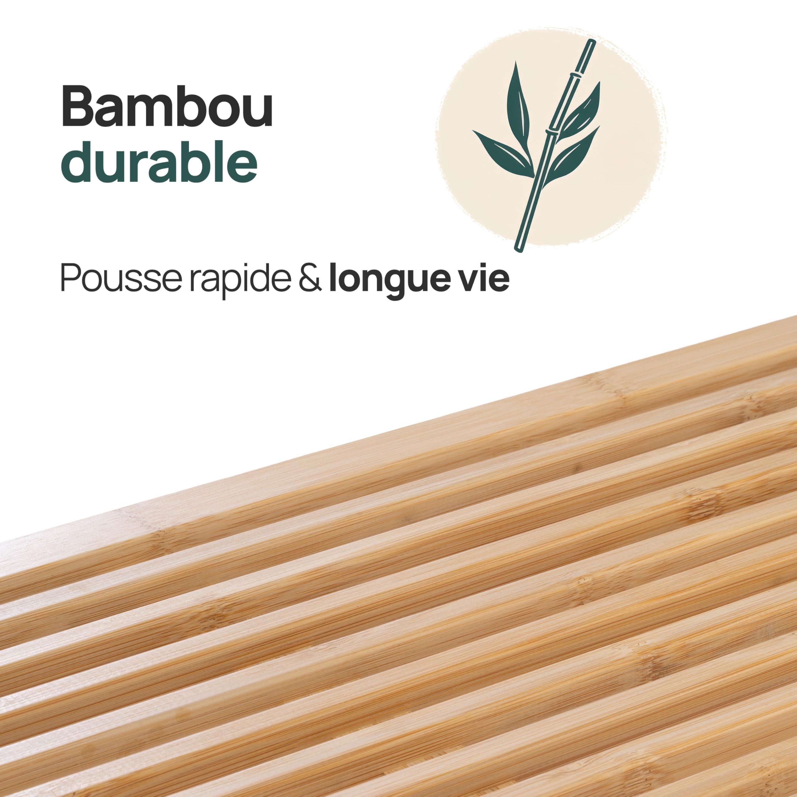 Banc Entree - Banc Bois Interieur - Bench - Banquette Entree en Bambou | BAM BOO BOX Banc Table à Manger 90x33x43cm - Petit Banc en Bois pour Salon, Chambre, Cuisine, Dressing, et Entrée