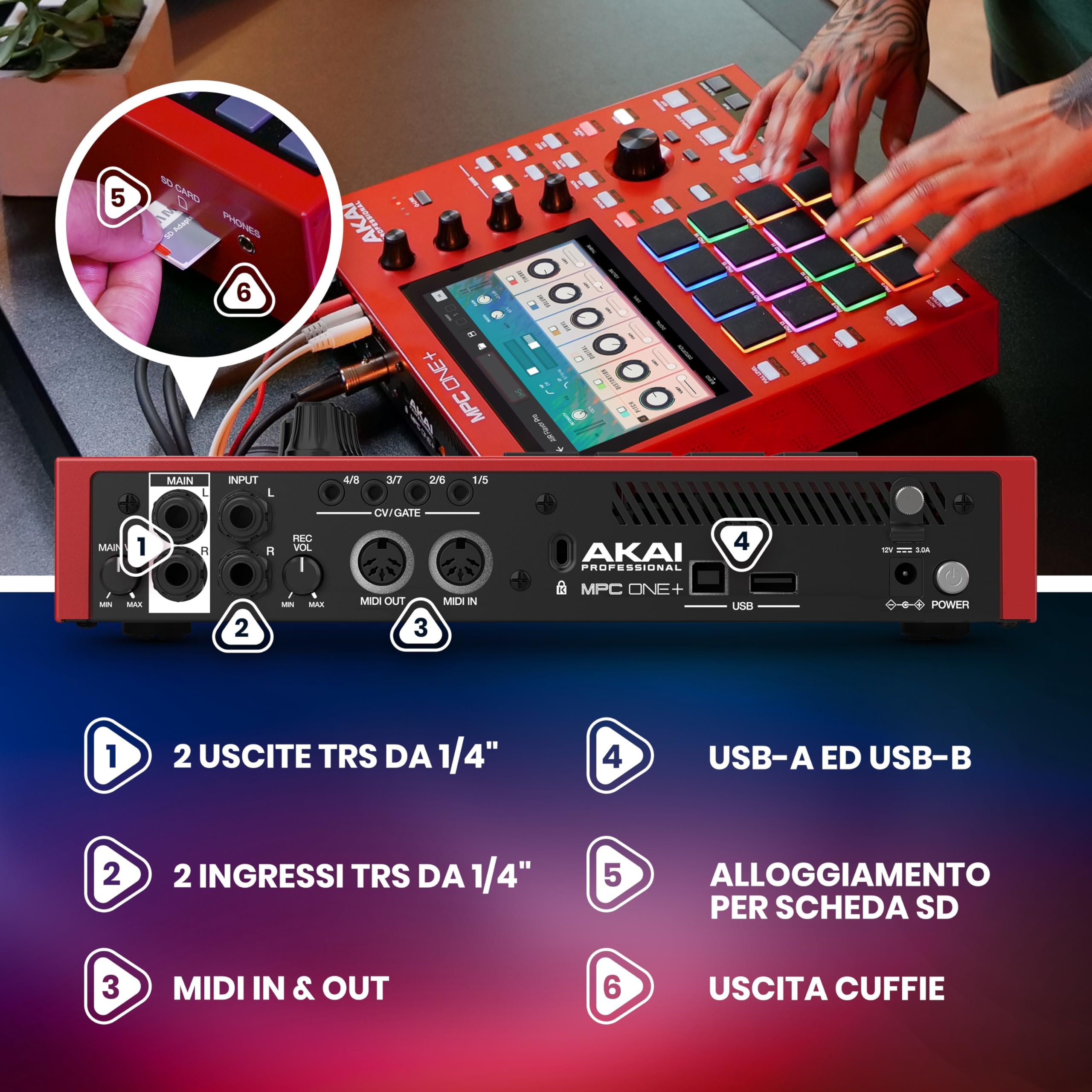 Akai Professional MPC One+ Drum Machine Standalone, Beat Maker e MIDI Controller con WiFi, Bluetooth, Drum Pad, Plug-in di Sintetizzazione, Touchscreen e Integrazione Native Instruments
