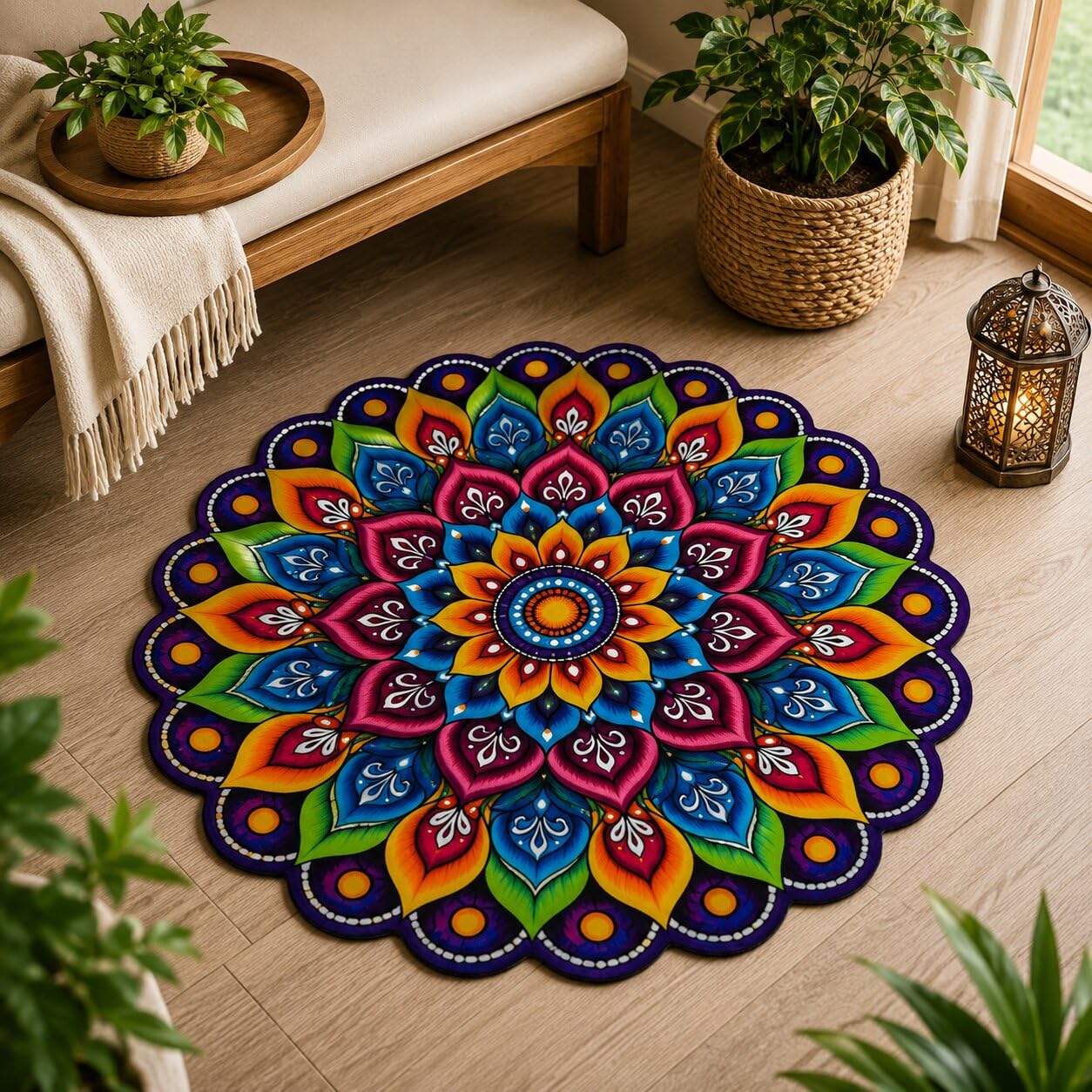 Mandala Rangoli Floor Mat - Vibrant Home Decor -3