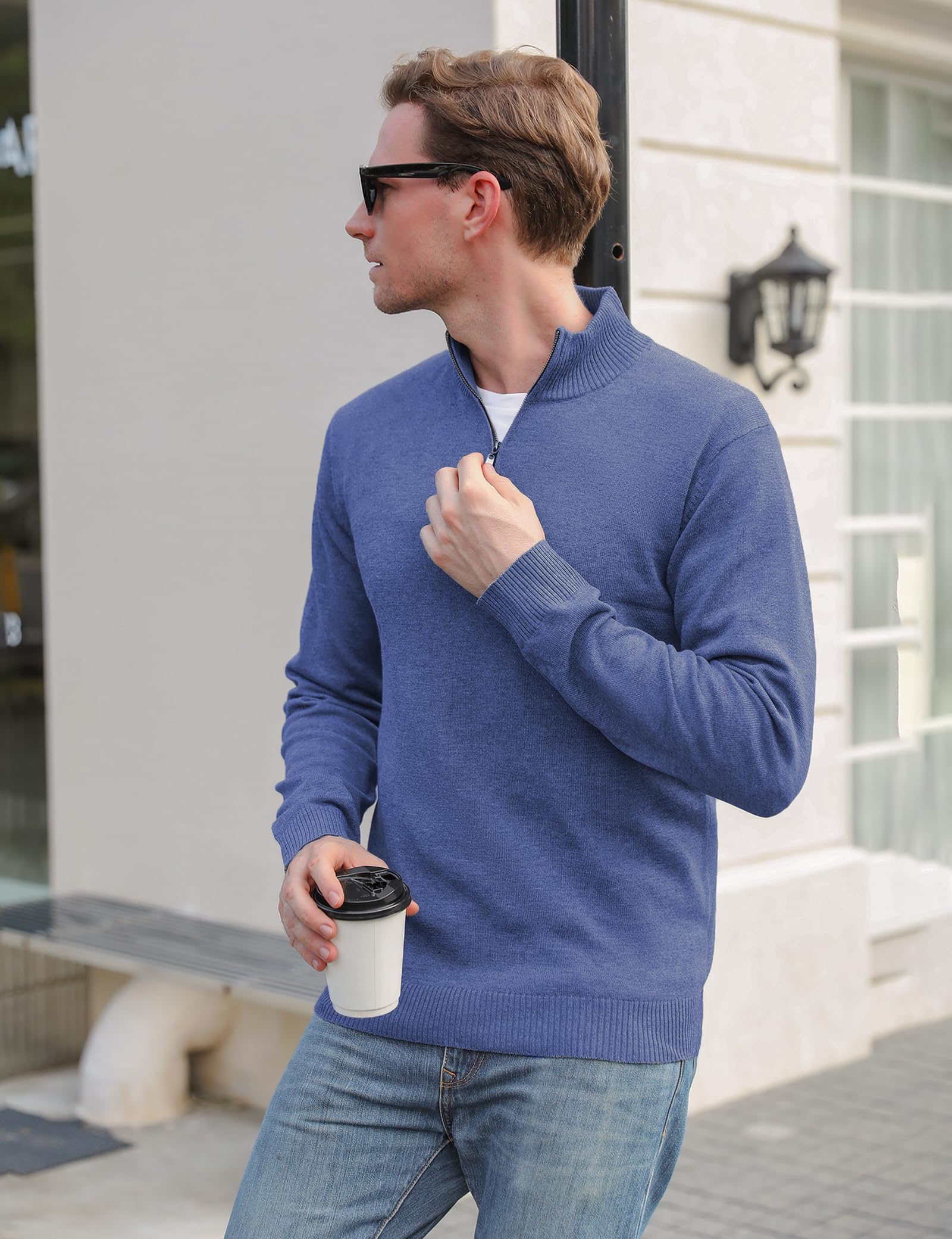 iClosam Maglione Uomo Invernali Collo Alto con Zip Pullover Giacca in Maglia Maglione Pullover Invernale Tenere Caldo