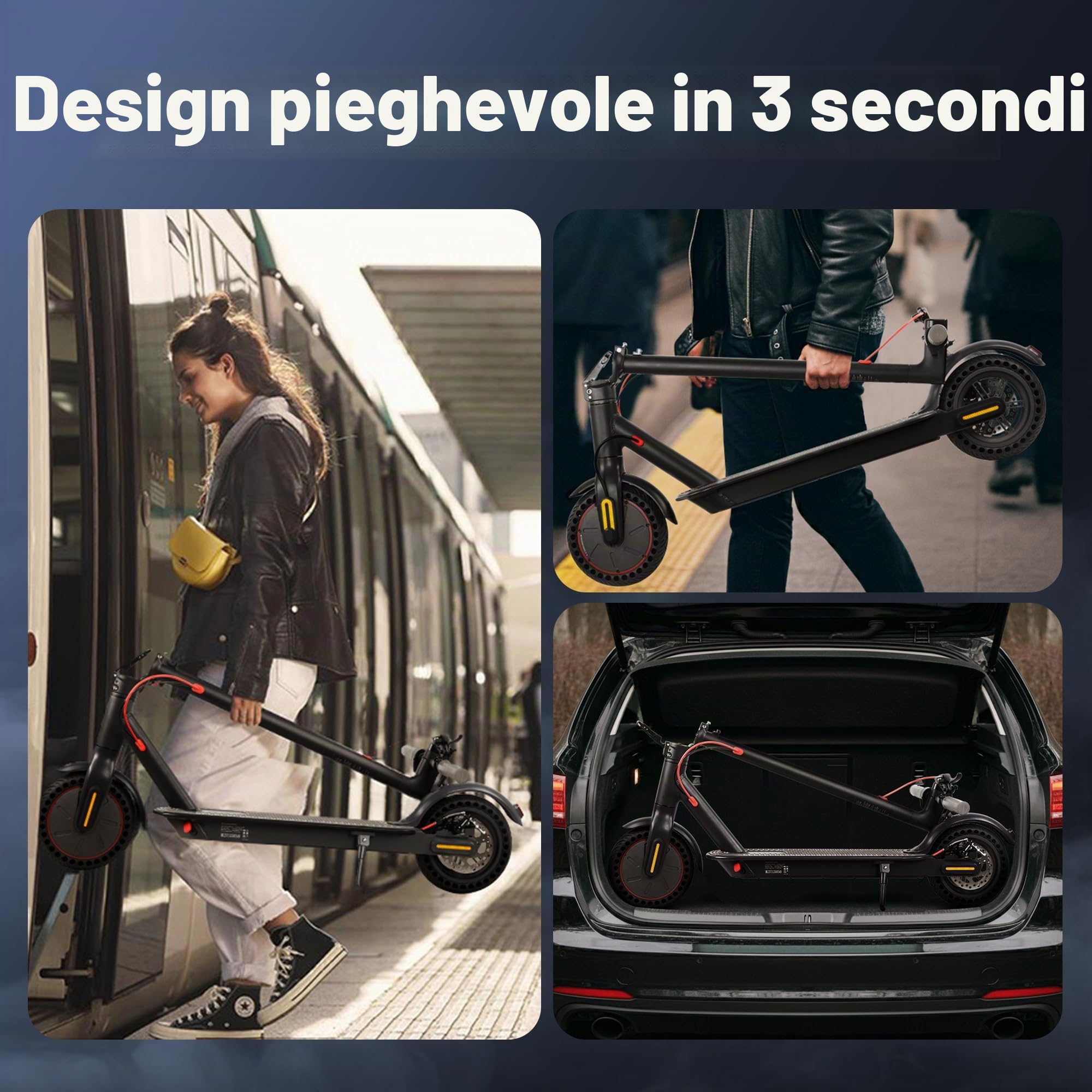 Monopattino Elettrico Mankeel per Adulti, Batteria da 48 V/10,4 Ah/15 Ah, Autonomia Massima 40-65 km, Velocità Massima 25 km/h, Sospensioni a Doppio Ammortizzatore