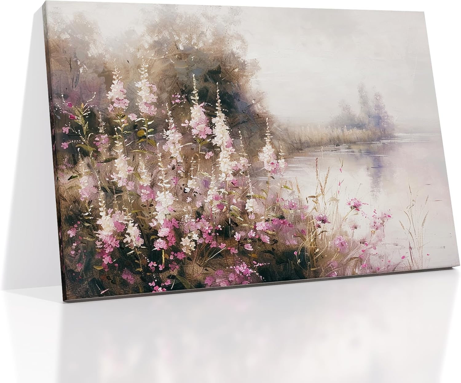 Vintage Poster Canvas Wall Art Home Decor Countryside Floral Picture Nature Landscape Wildflowers Artwork for Modern Home Living Rome Apartment Stretched and Framed [36''Wx24''H] Flower-02 24"L x 36"W