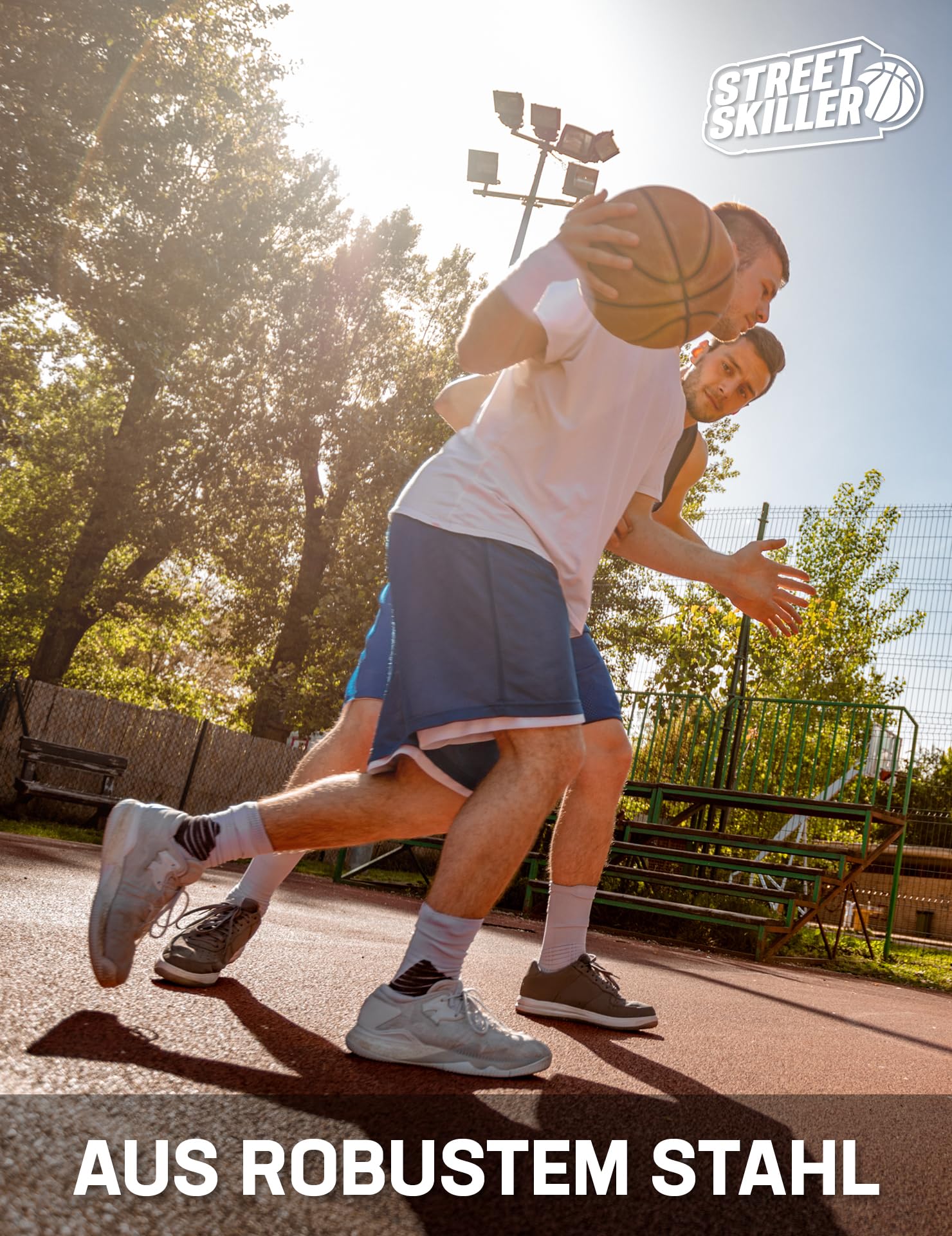 STREETSKILLER Basketballkorb 43 cm Durchmesser Board geflochtenes Netz Wandhalterung Montagezubehör