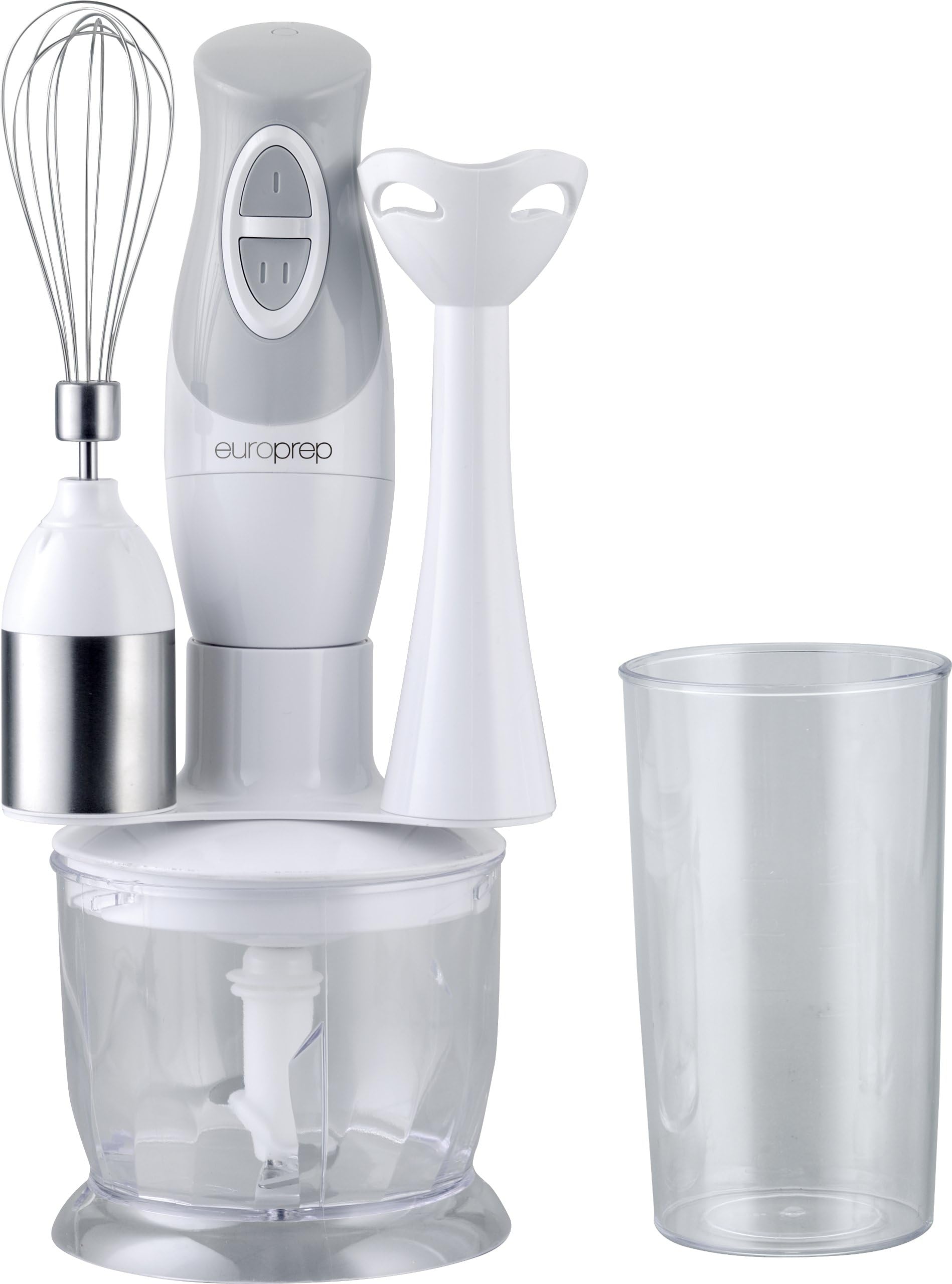 EuroPrep Two Speed 200-Watt "Chef Series" Hand Blender, Stainless Steel Blade. With Chopper and Whisk