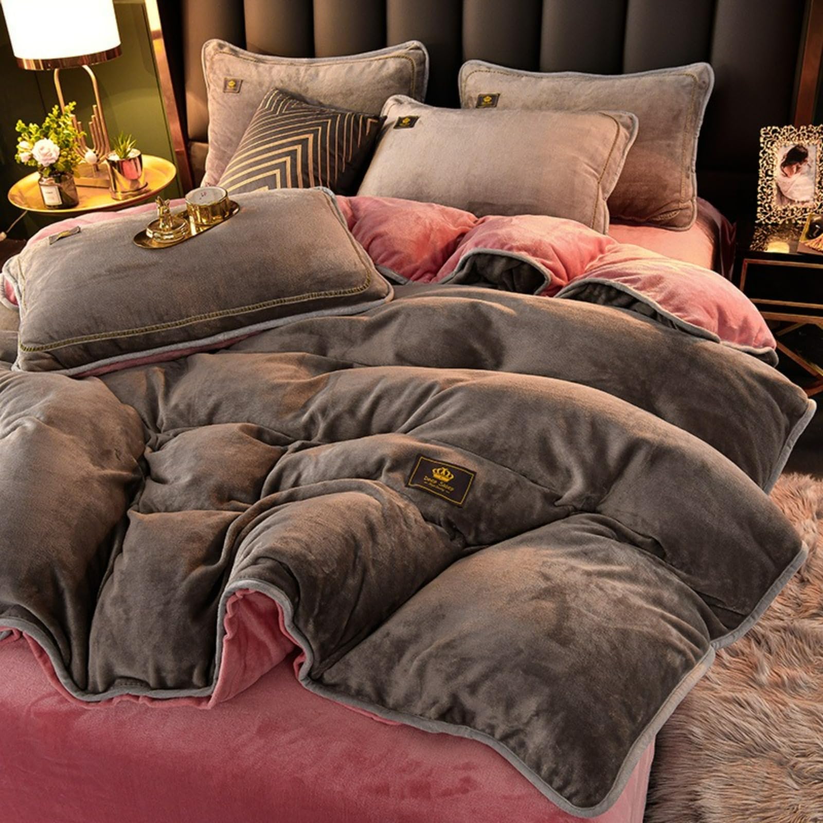 Luxury Baby - Juego de ropa de cama de franela gruesa de 4 piezas, antiestático para el invierno