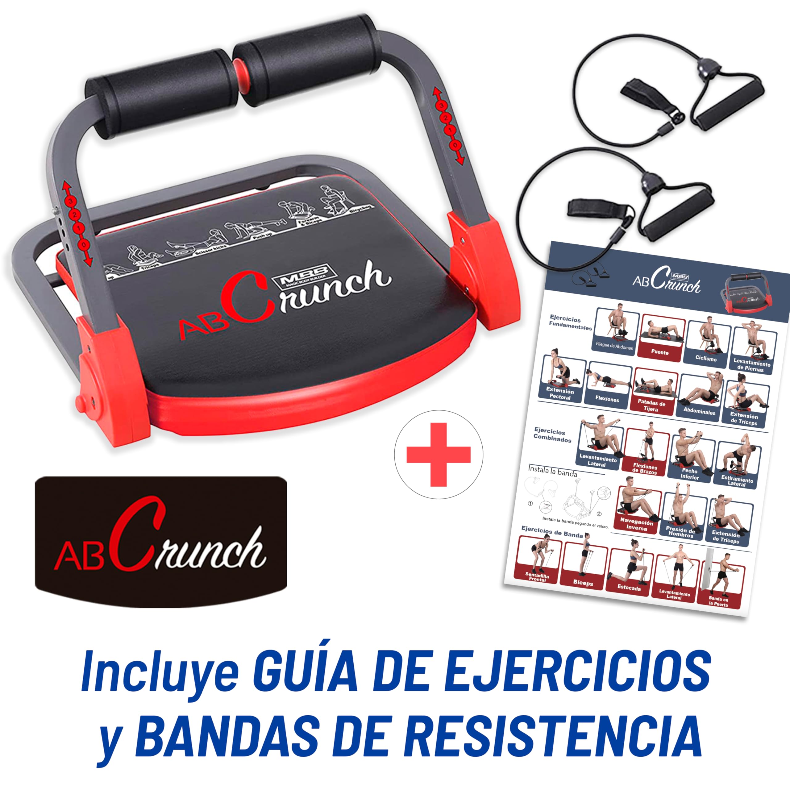 AB CRUNCH. Sistema de entrenamiento integral. Tonifica la musculatura, ayuda a perder peso y cuida tu salud. Para todos los niveles. Fácil, compacto, seguro y eficaz: resultados con 10 min al día