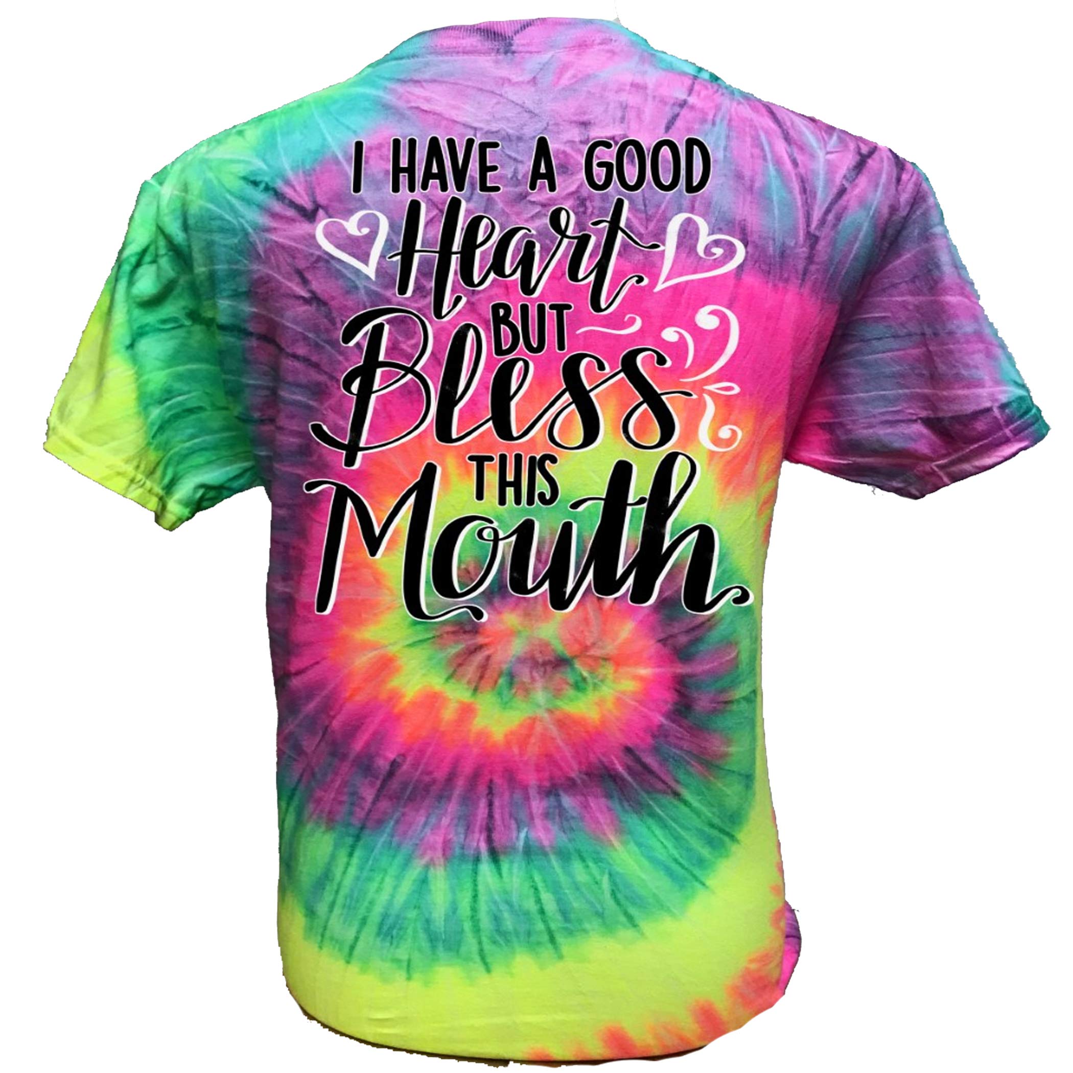 I Have a Good Heart But Bless This Mouth Tie Dye Funny Women's T-Shirt