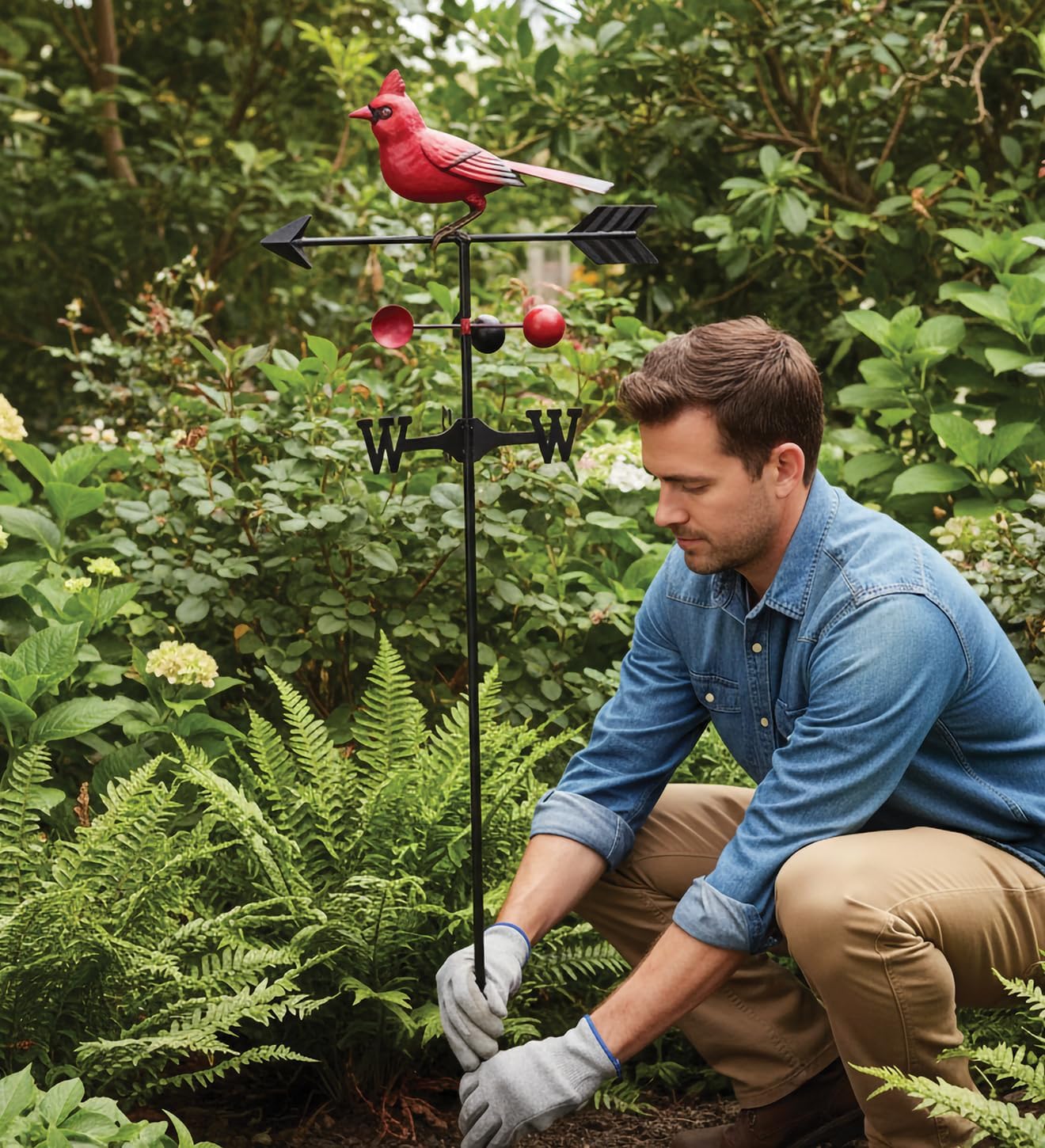 Regal Art & Gift Metal Weathervane Garden Stake - Decorative Handcrafted Outdoor Lawn & Patio Décor - Durable Weather-Resistant Design - Cardinal